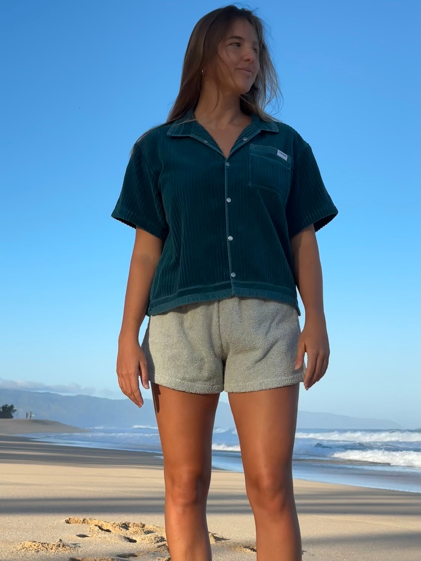 Cropped Gemstone Button Up