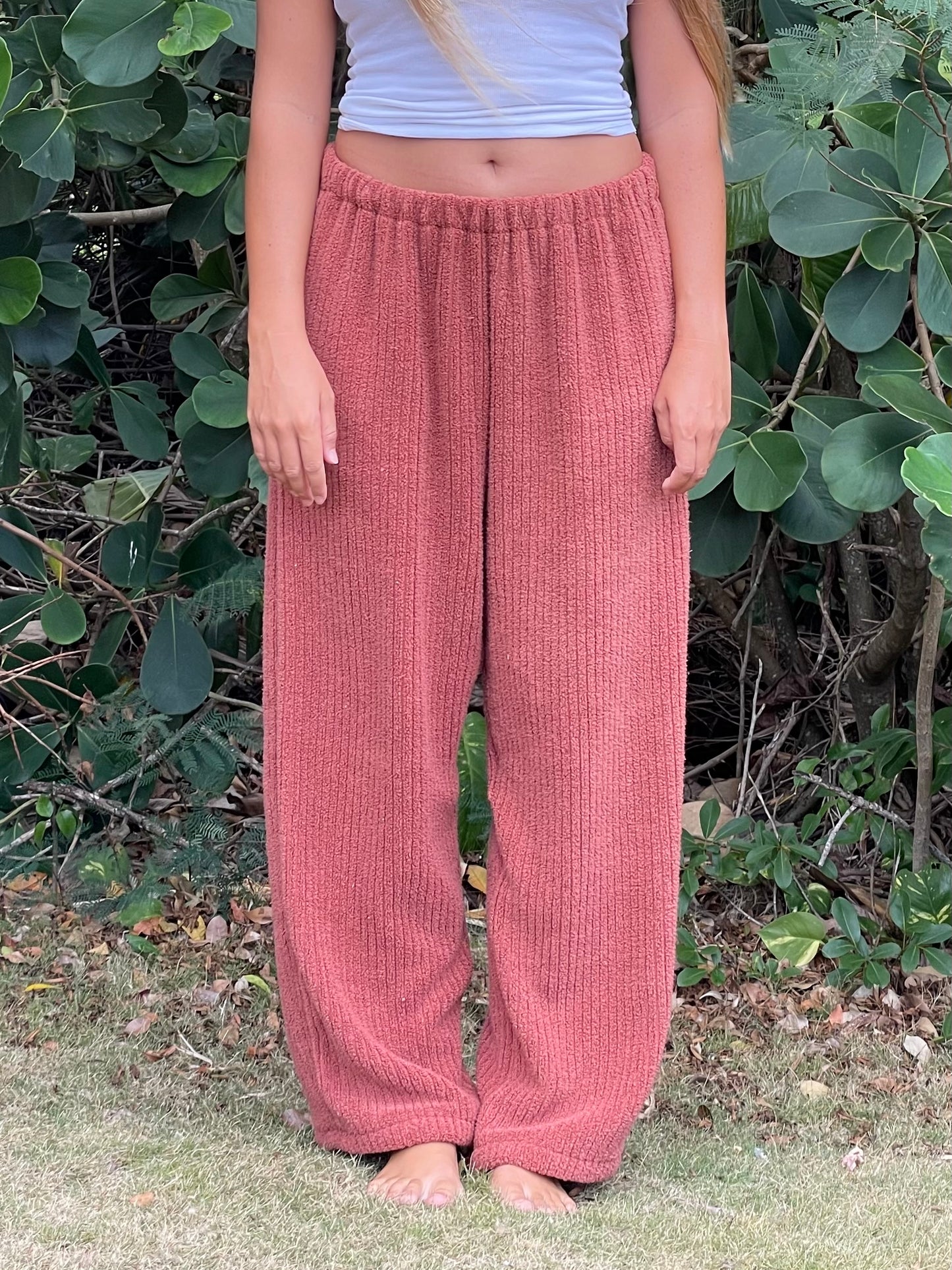 L Textured Terracotta Pants