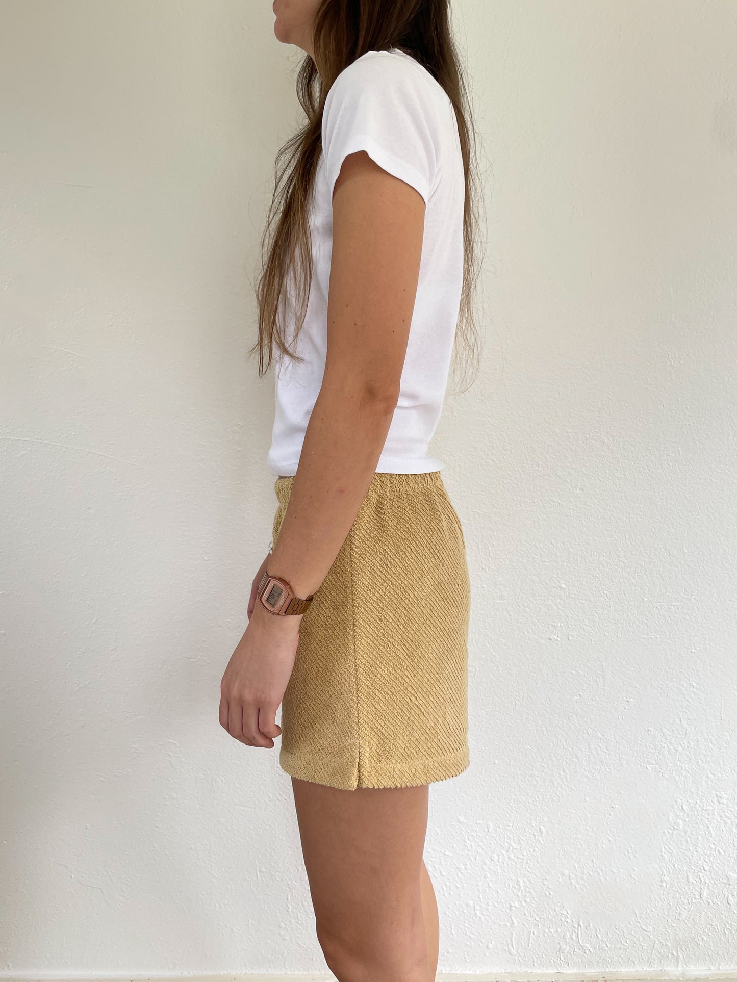 S Golden Textured Shorts