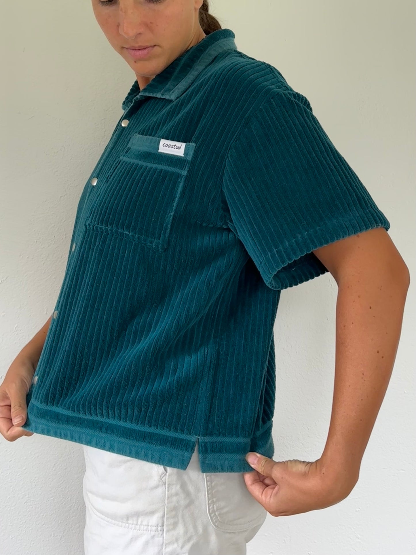 Cropped Gemstone Button Up