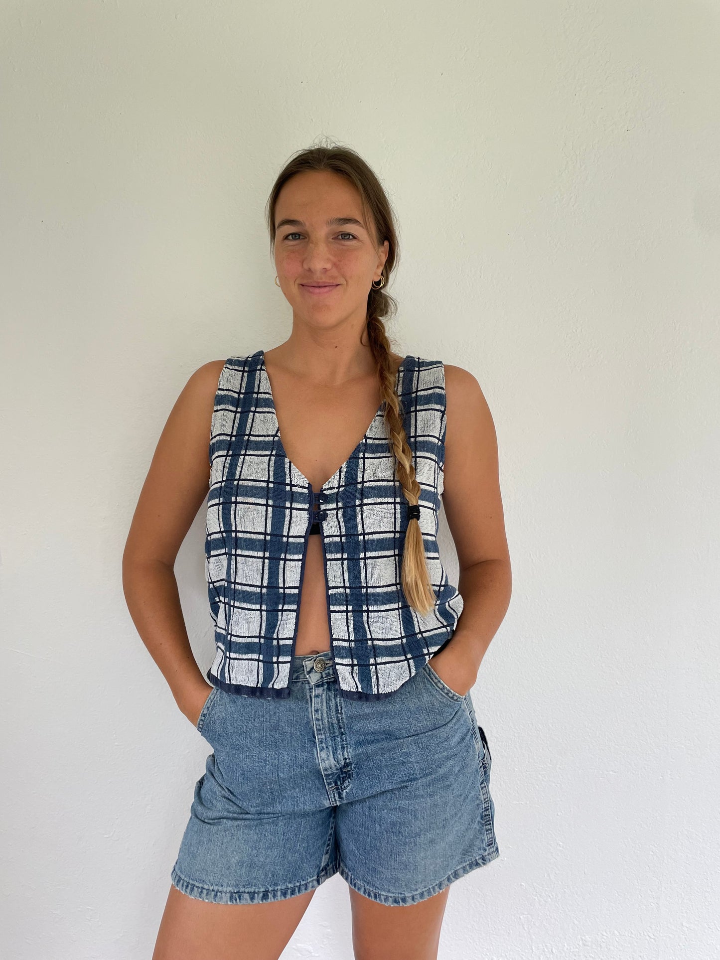 M Plaid Button Vest