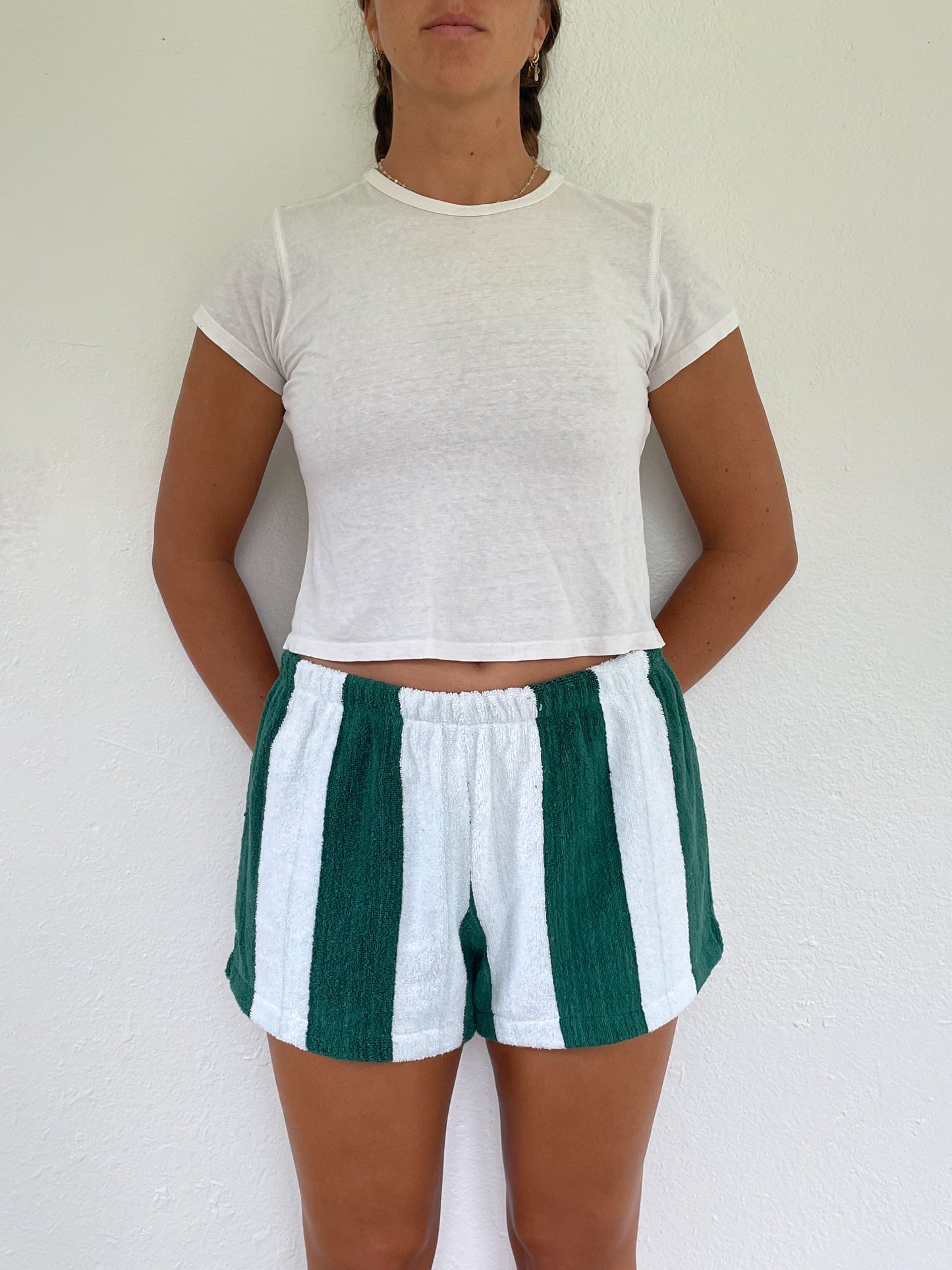 L Green Stripe Shorts