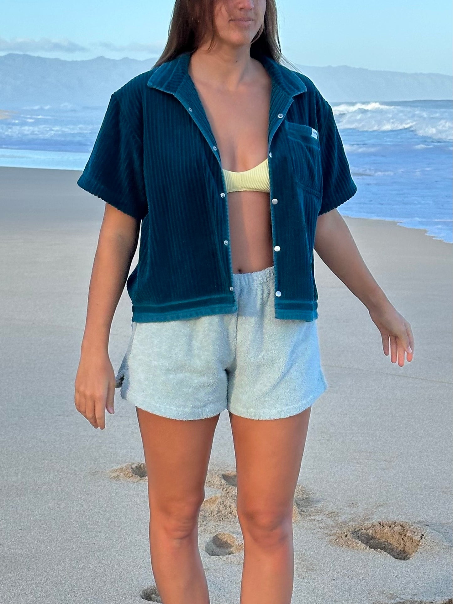 Cropped Gemstone Button Up