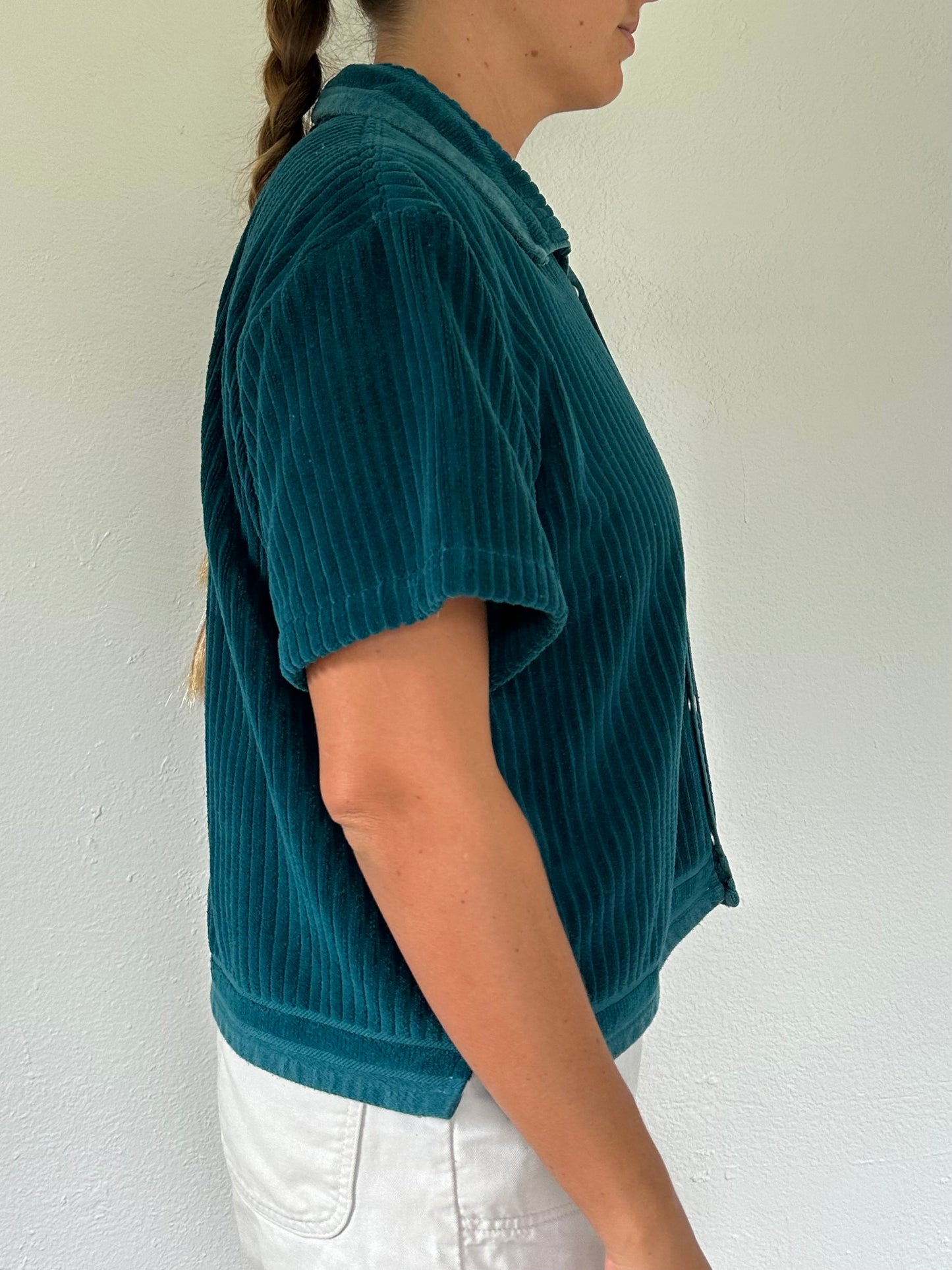 Cropped Gemstone Button Up