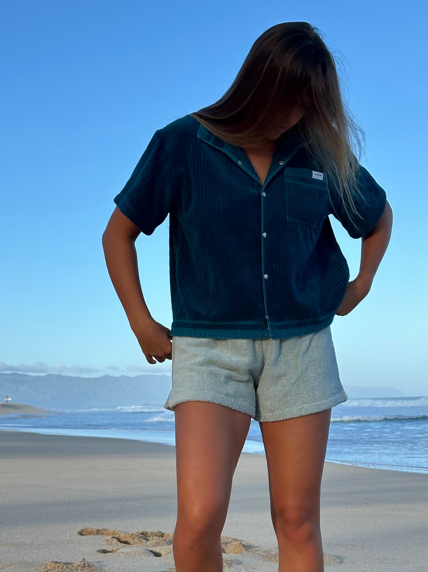 Cropped Gemstone Button Up