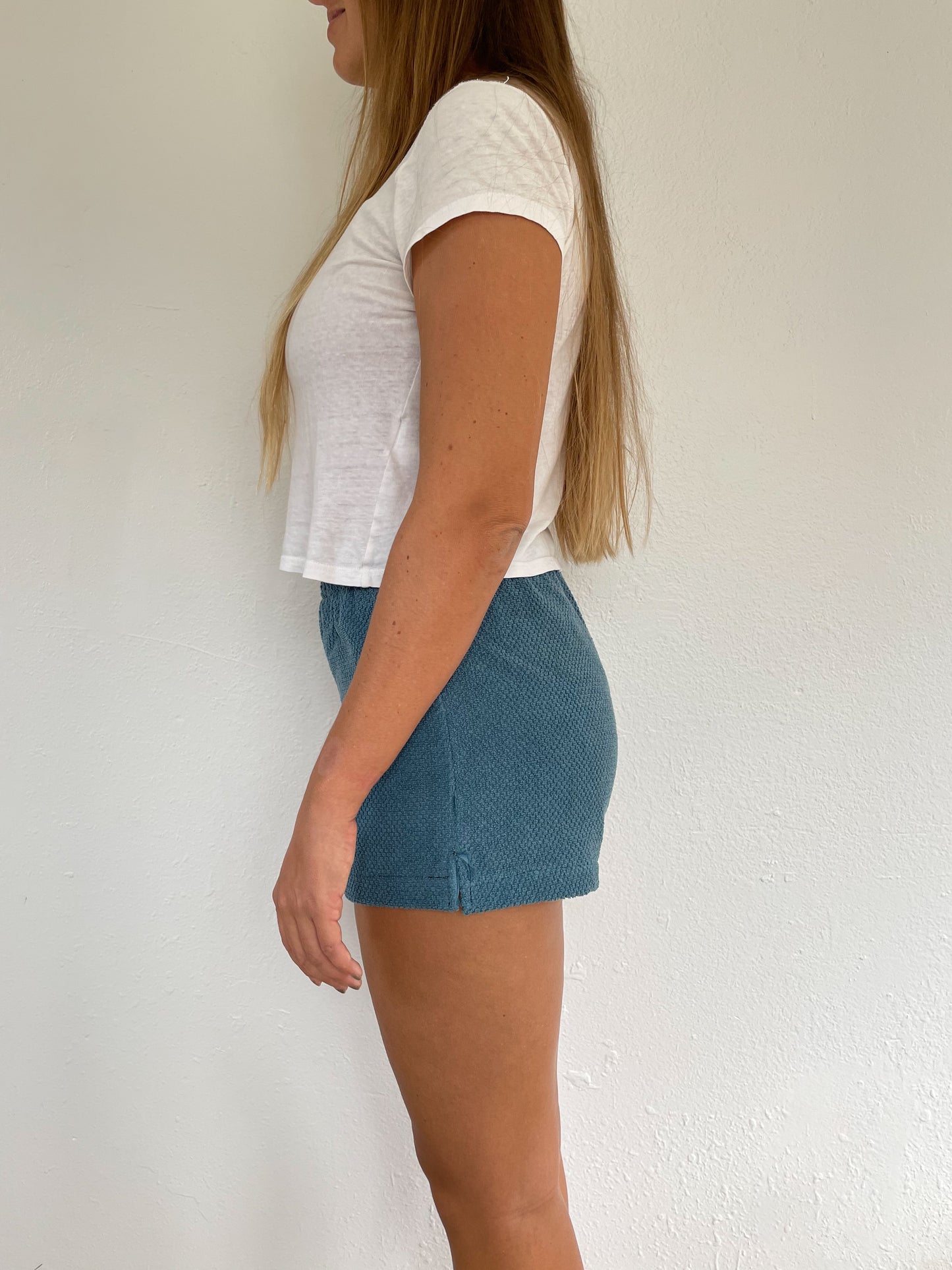 M Turquoise Textured Shorts