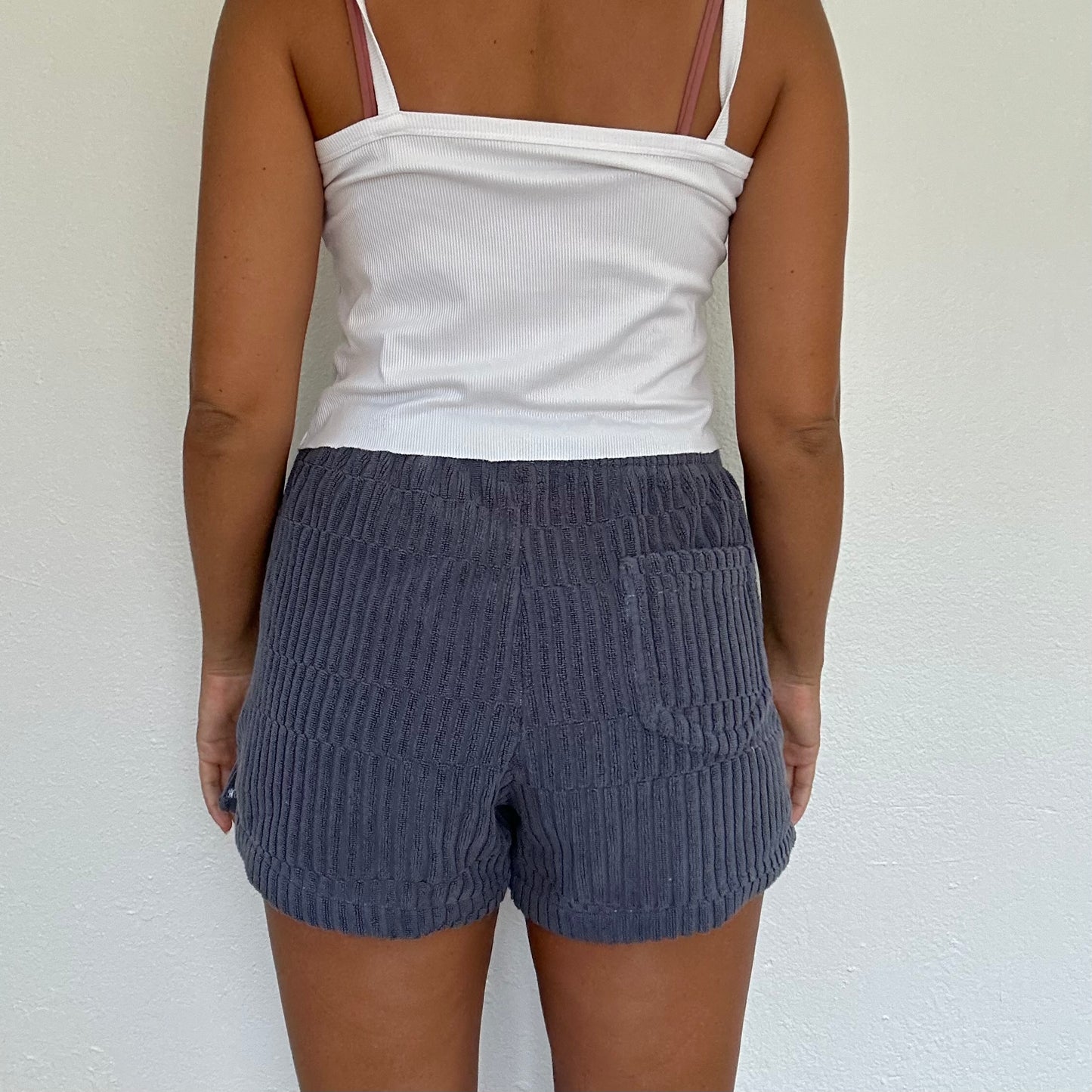 M Blue Textured Shorts