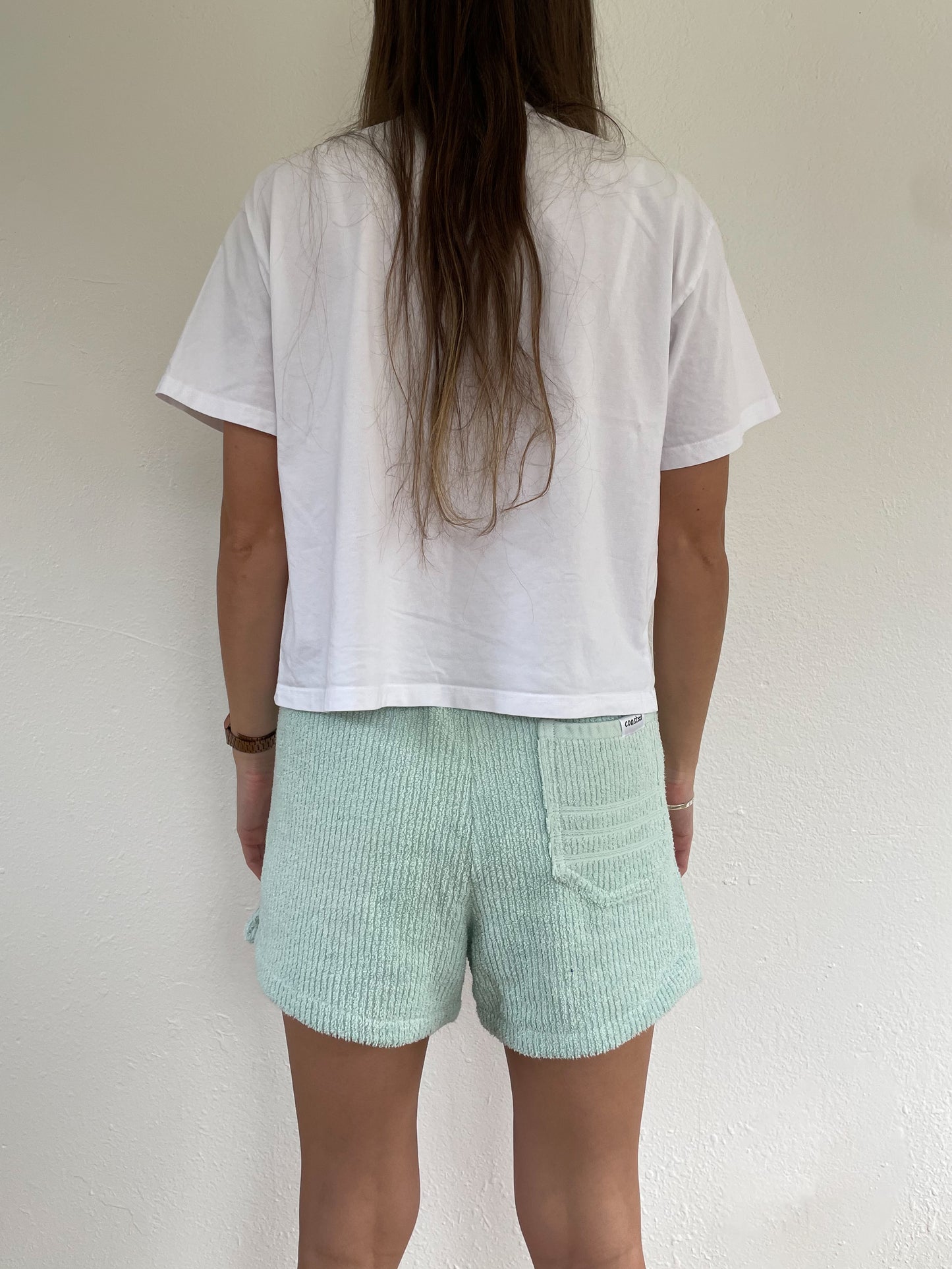 S Icy Blue Textured Shorts