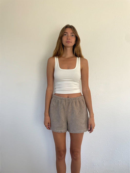 S Textured Tan Shorts