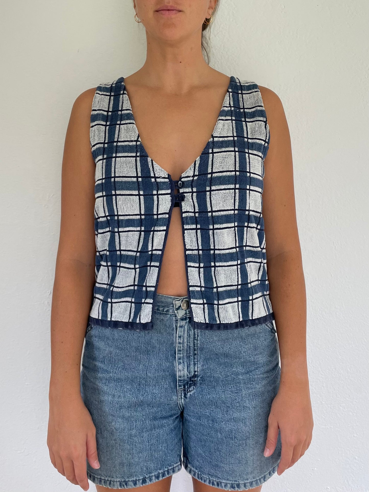 M Plaid Button Vest