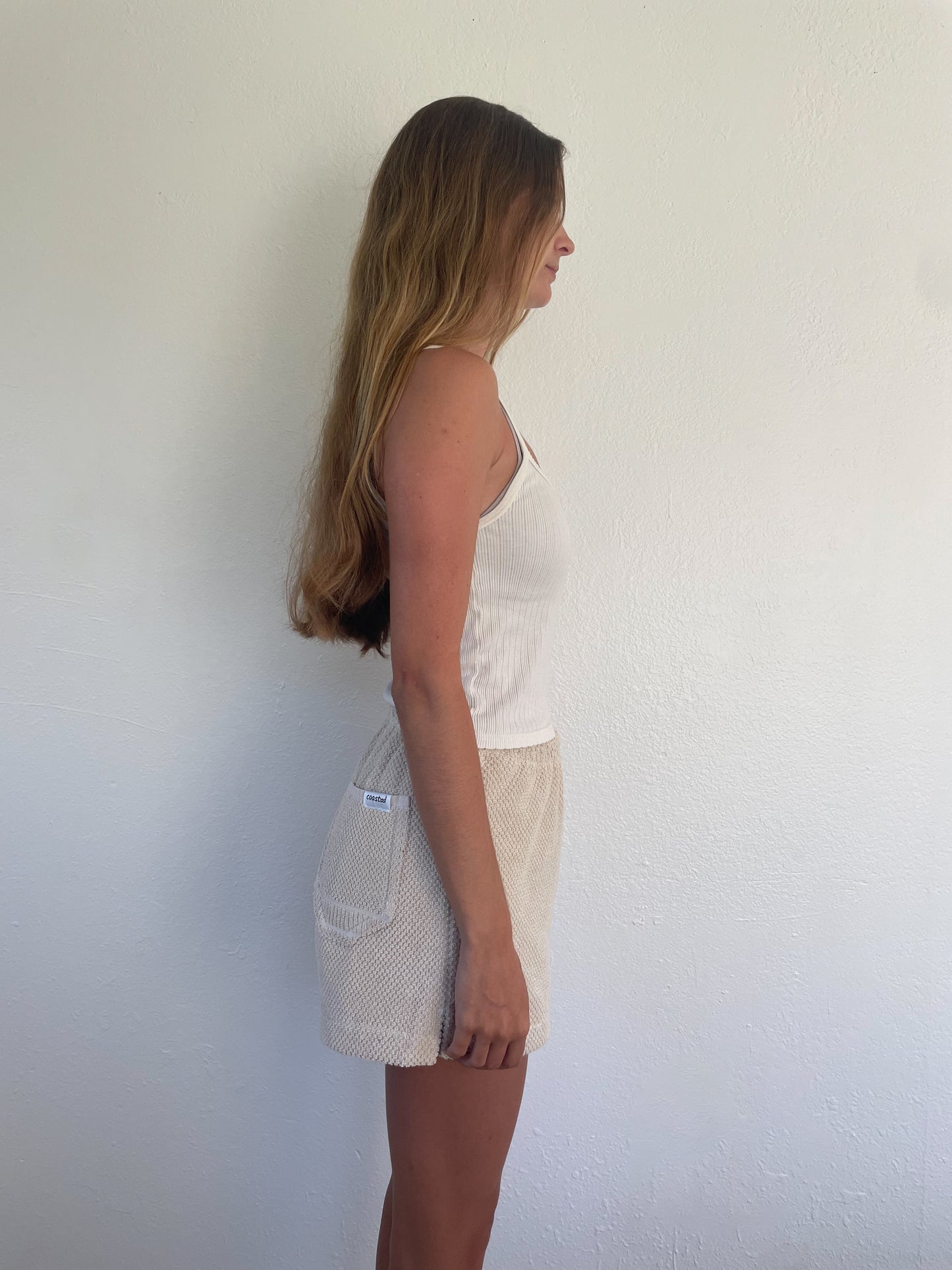 S Textured Tan Shorts