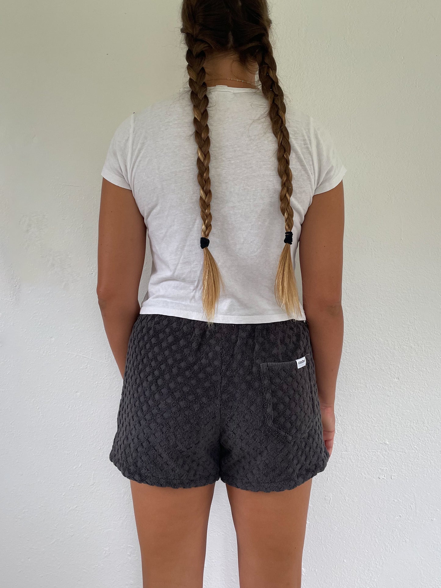 M Black Textured Shorts