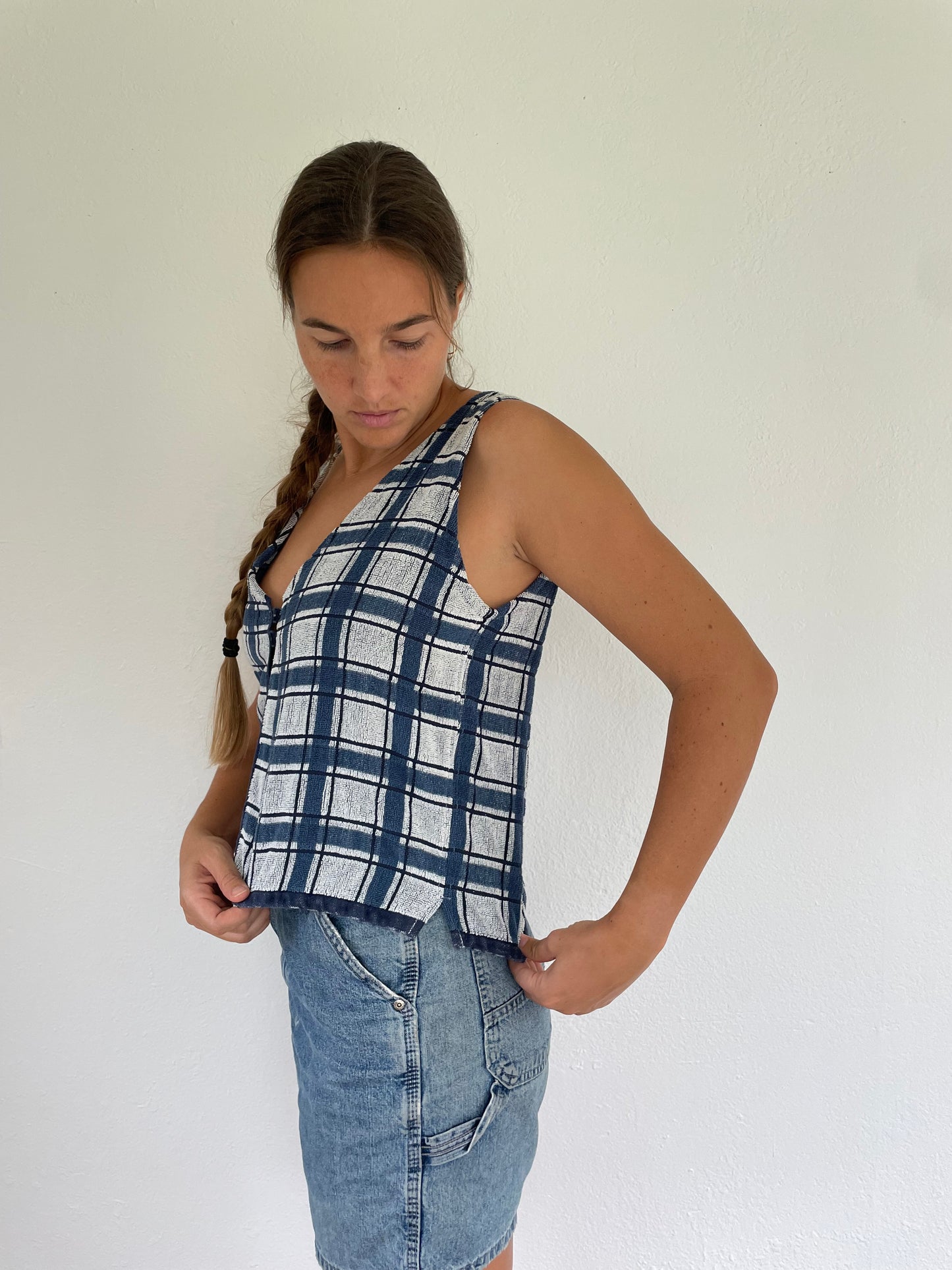 M Plaid Button Vest