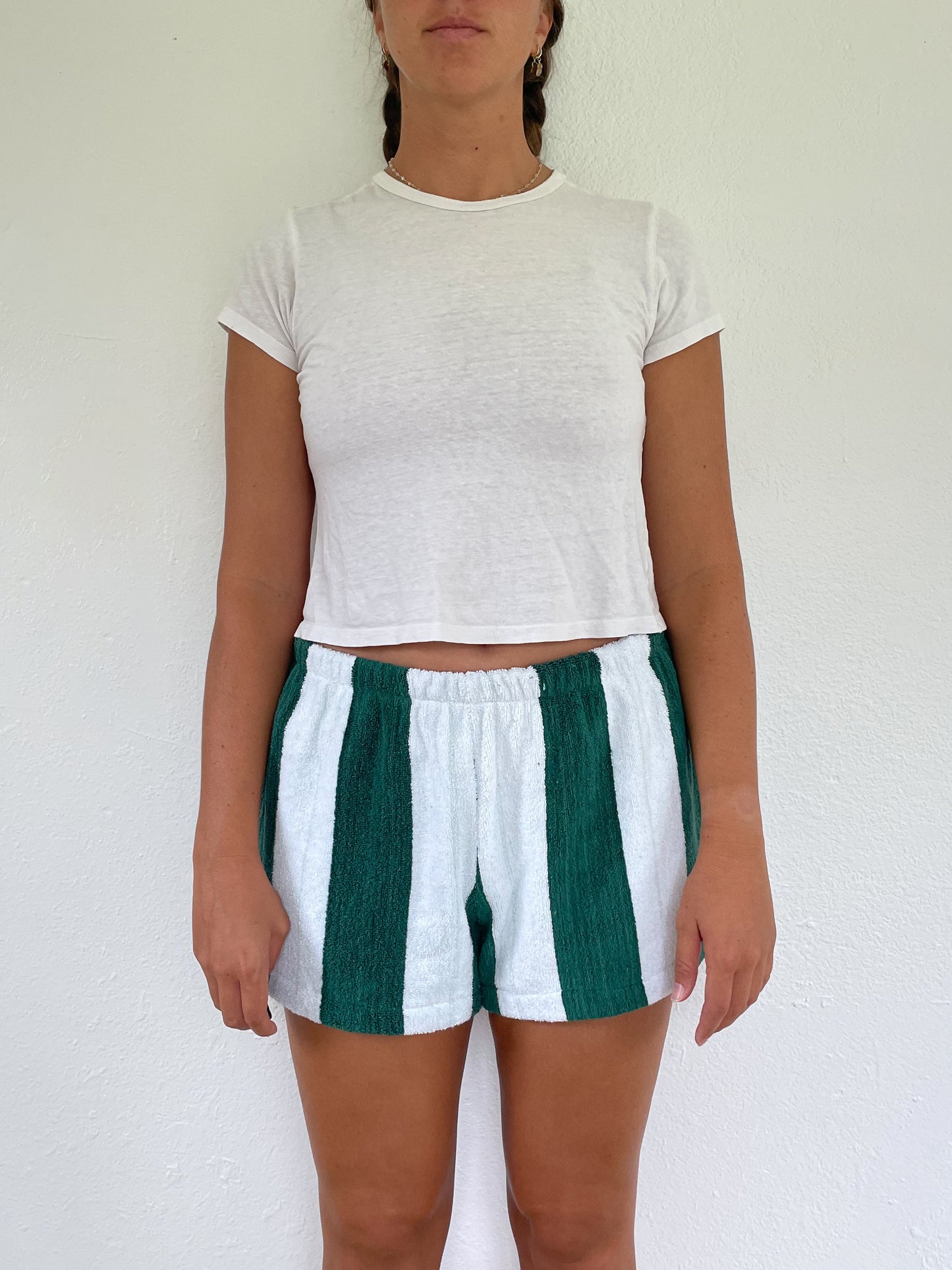 L Green Stripe Shorts