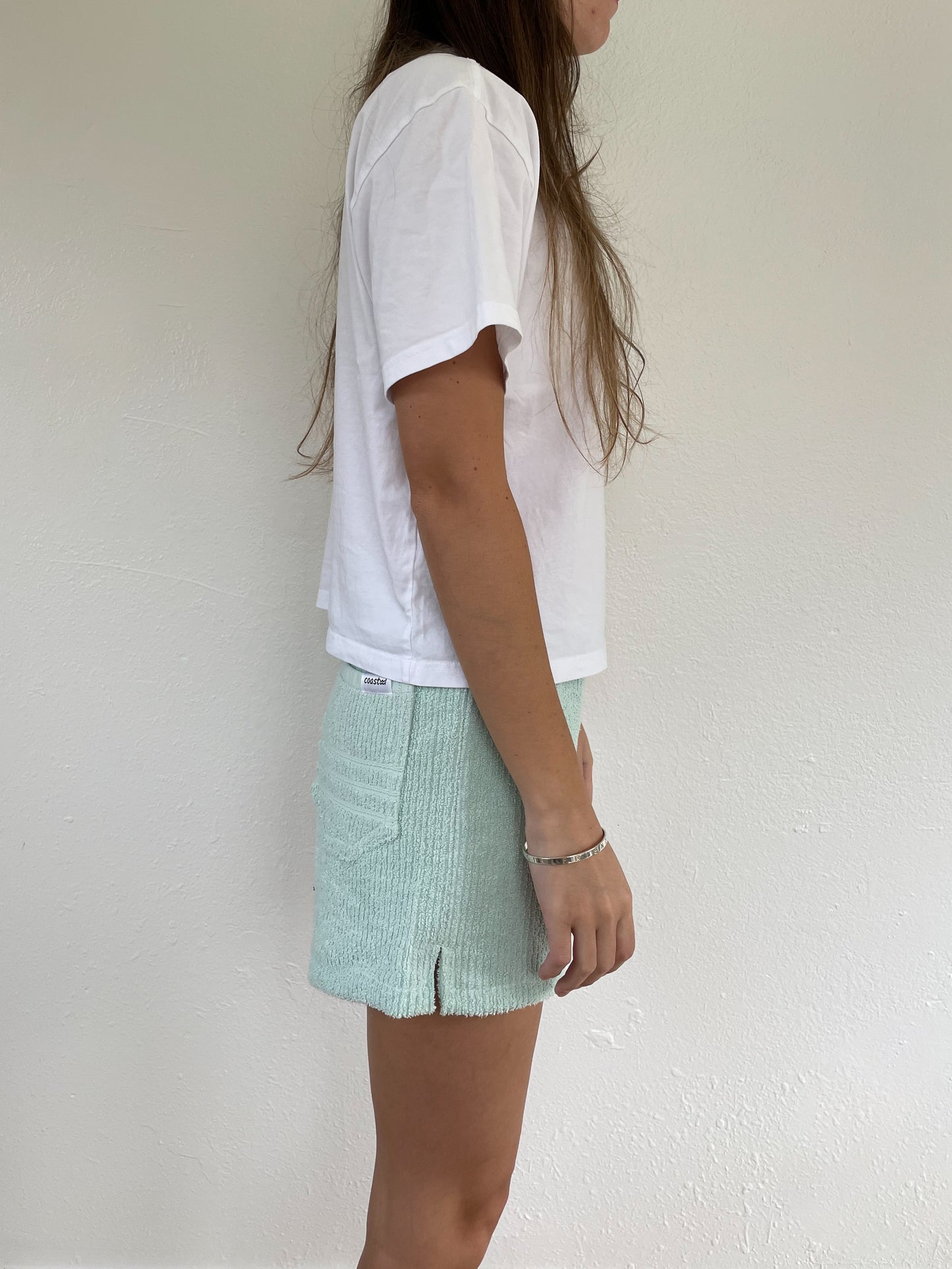 S Icy Blue Textured Shorts