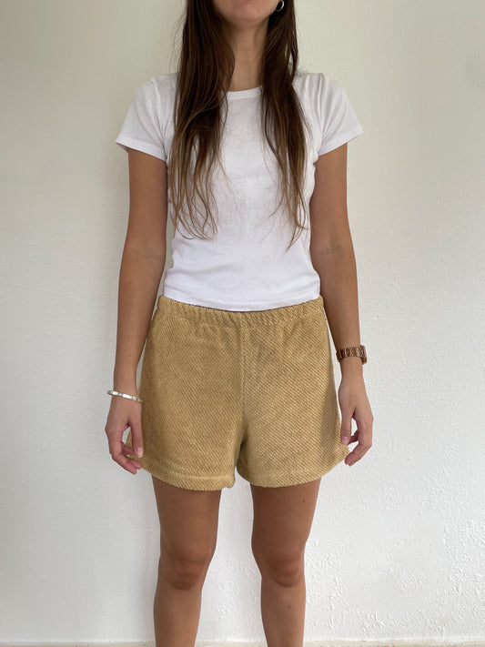 S Golden Textured Shorts