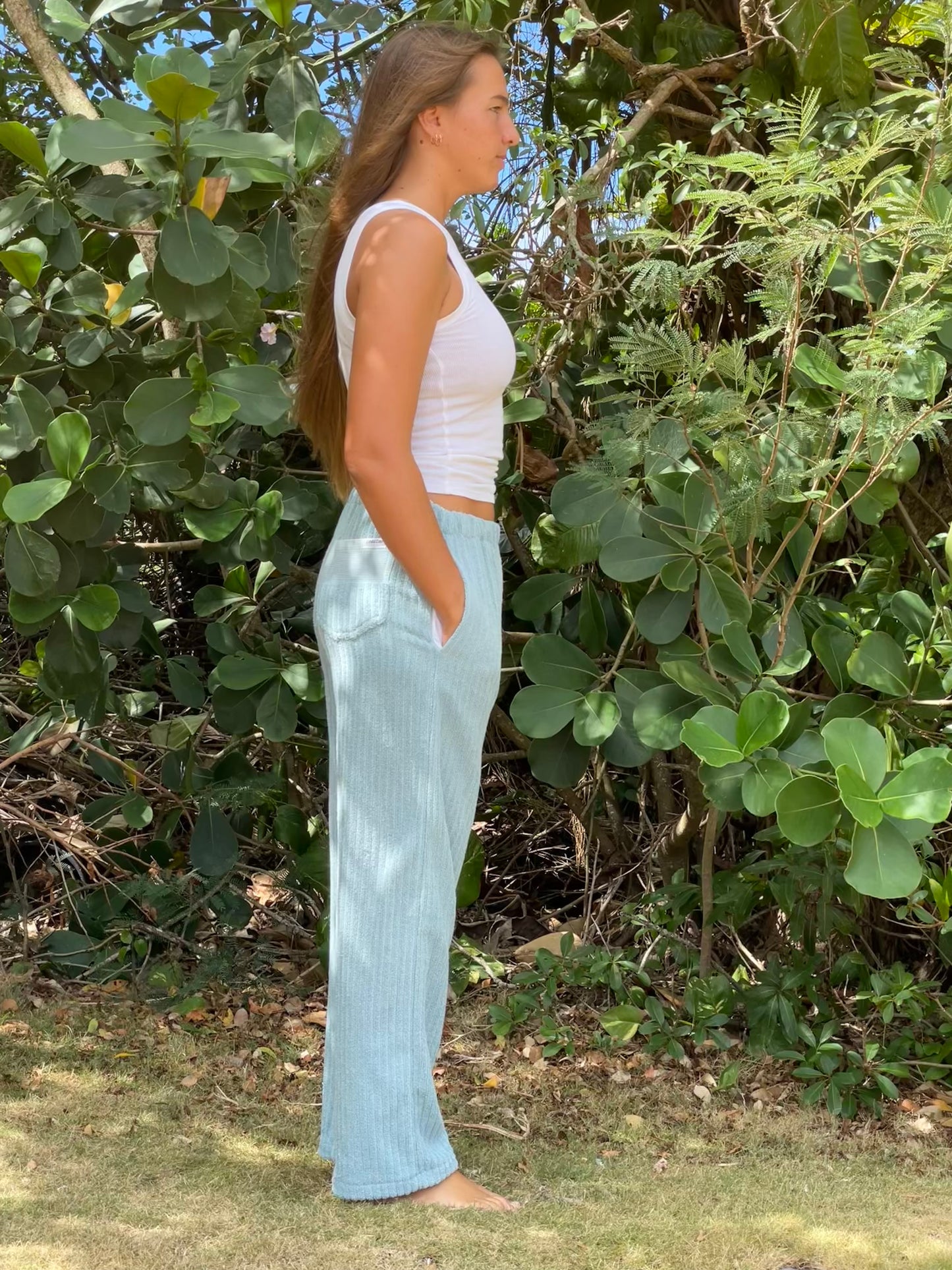 S Textured Blue Pants