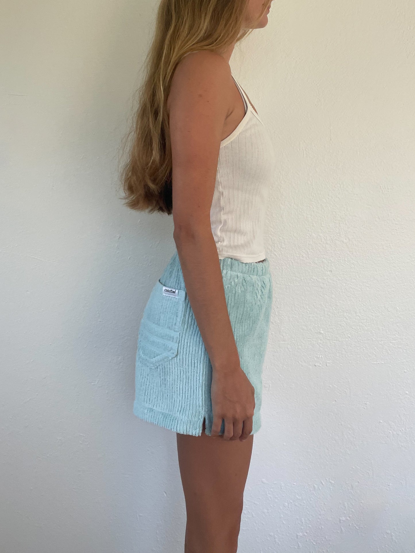 S Textured Blue Shorts