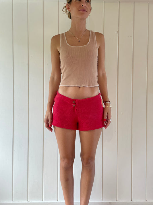 S Red Flower Mini Shorts