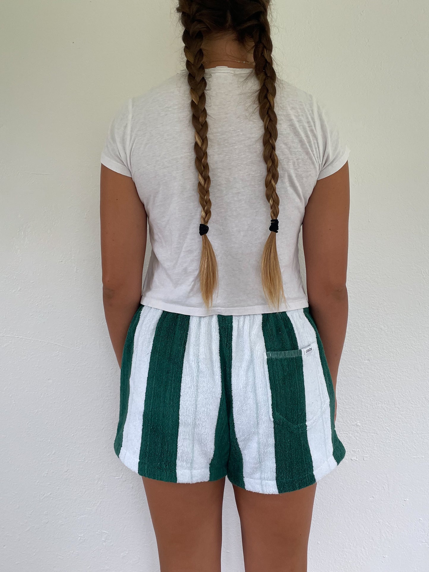 L Green Stripe Shorts
