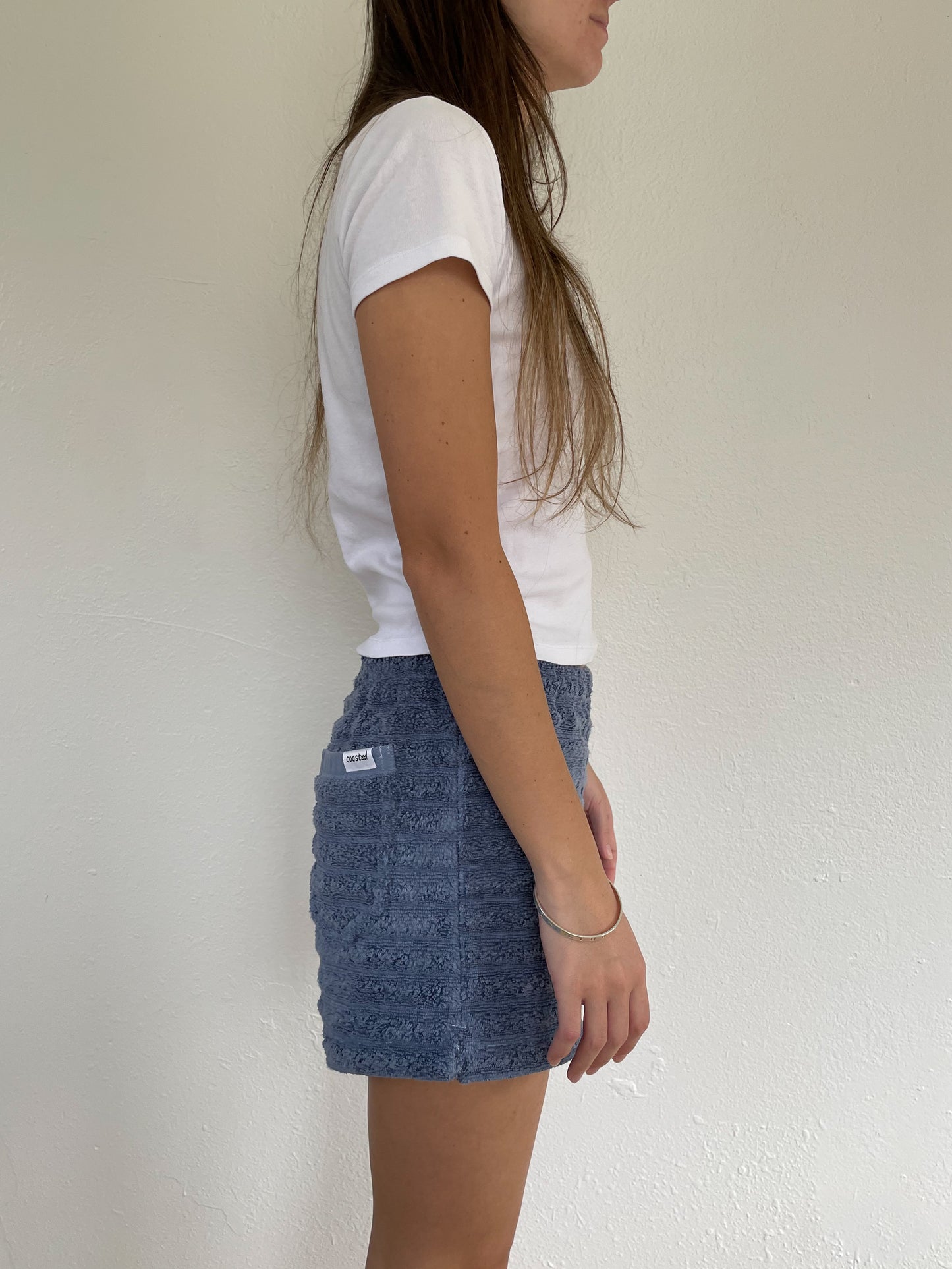 S Blue Textured Shorts