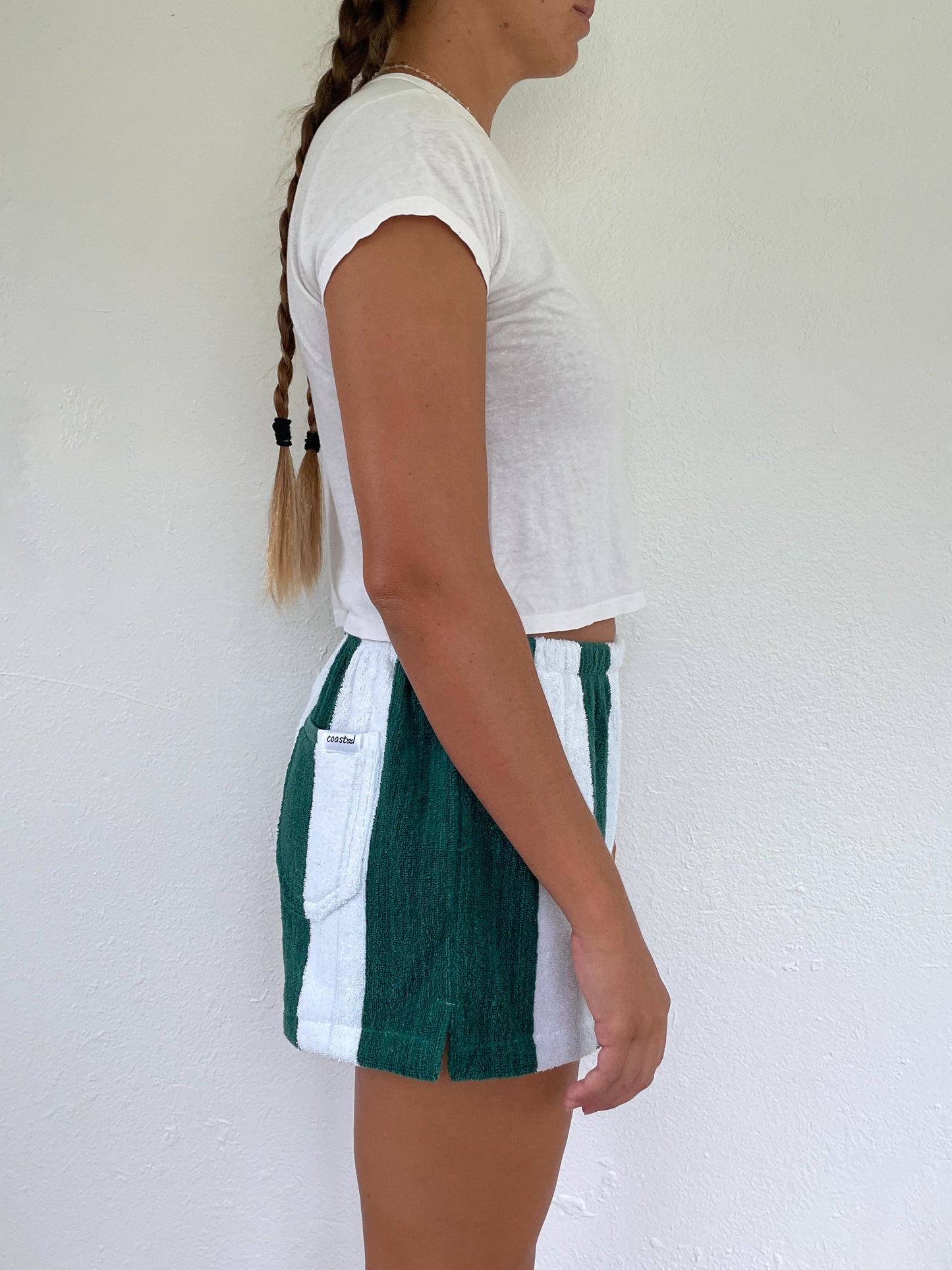 L Green Stripe Shorts