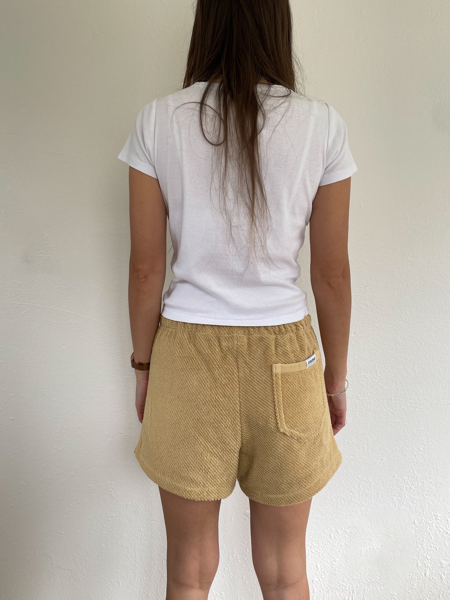 S Golden Textured Shorts