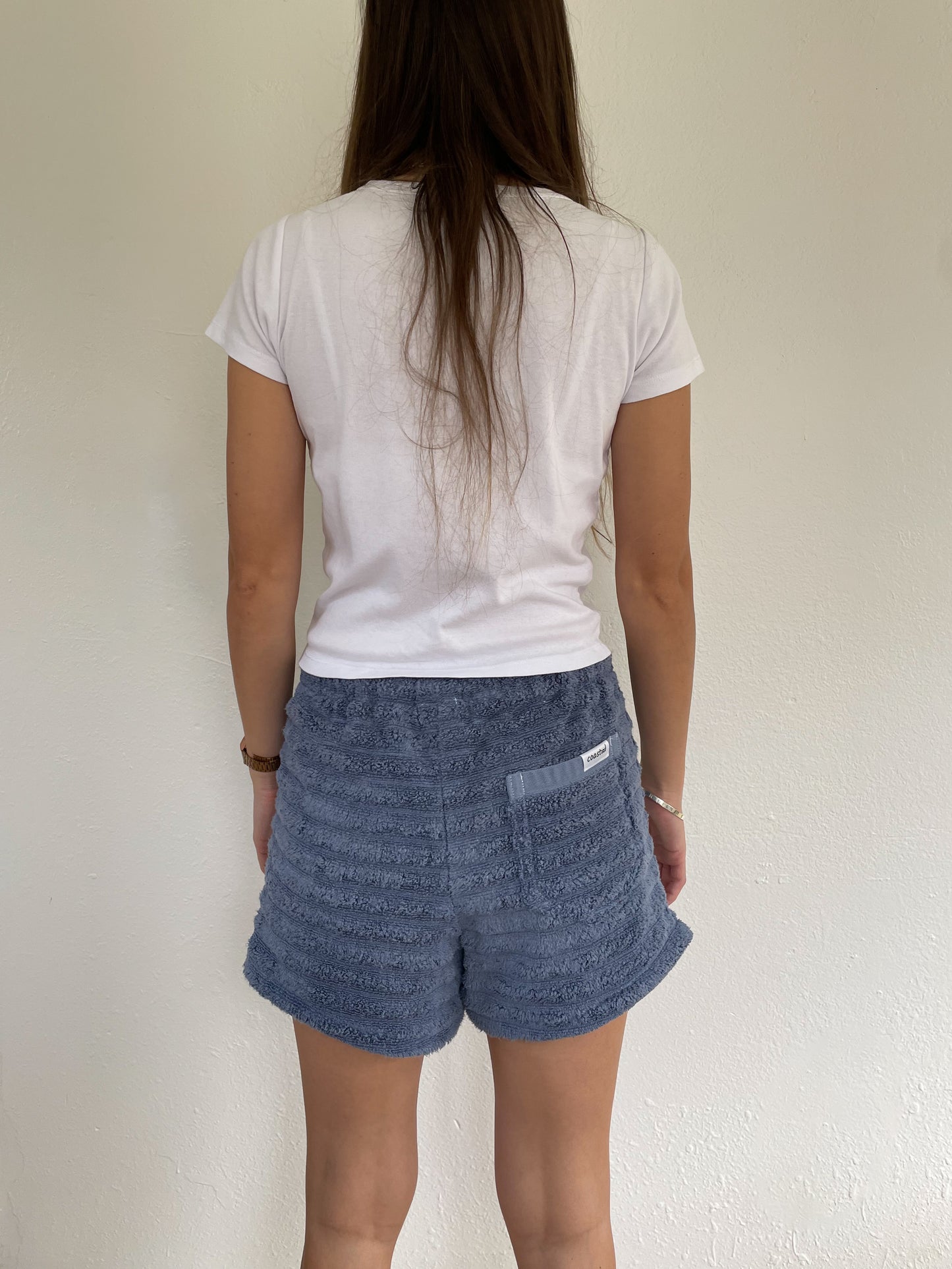 S Blue Textured Shorts