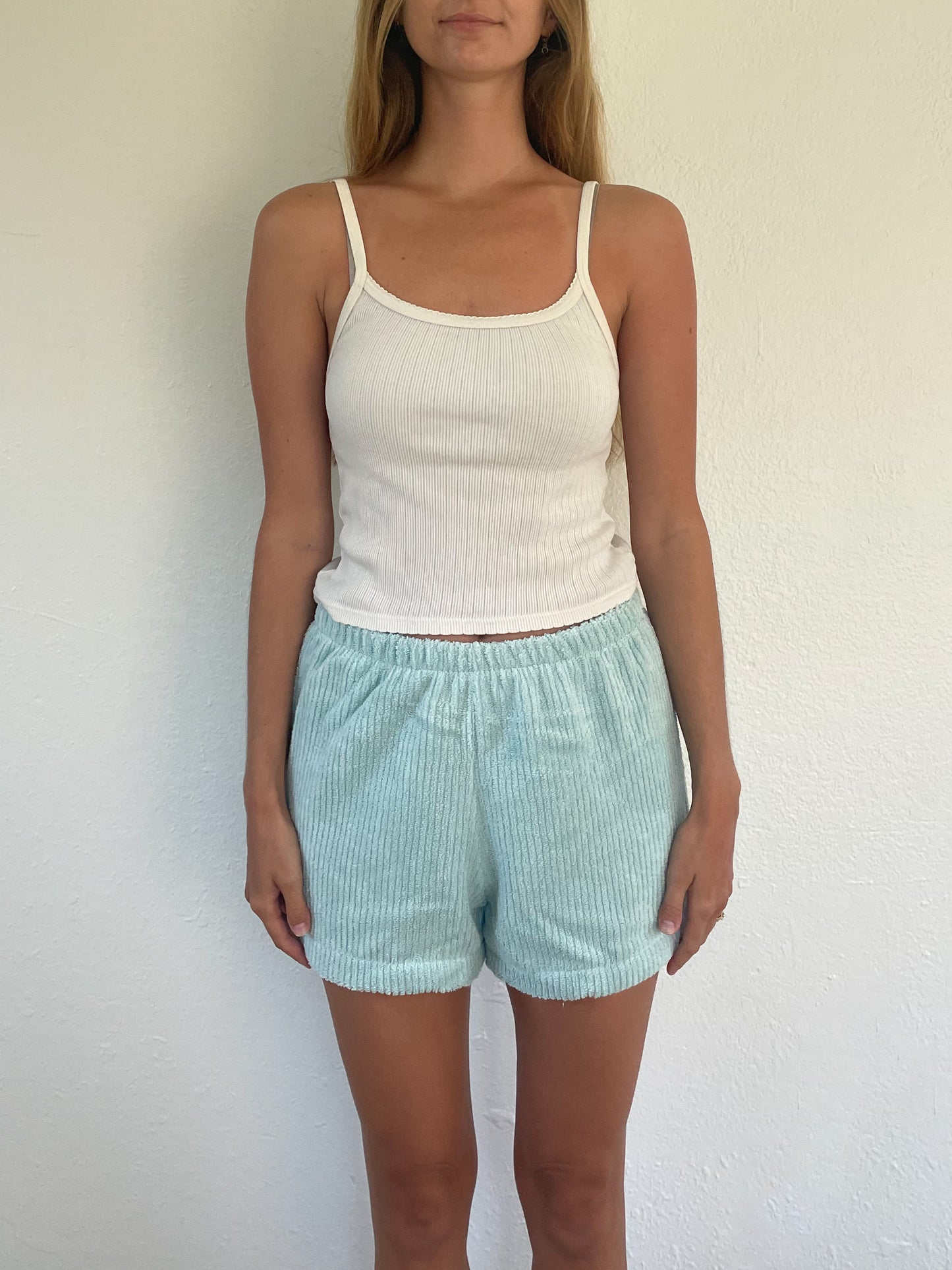 S Textured Blue Shorts