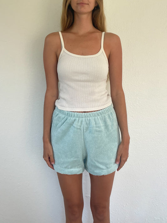 S Textured Blue Shorts