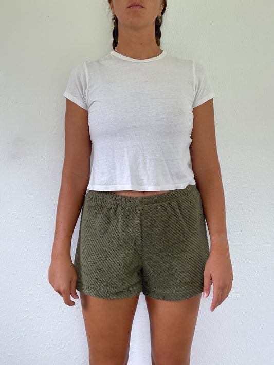 M Textured Green Shorts