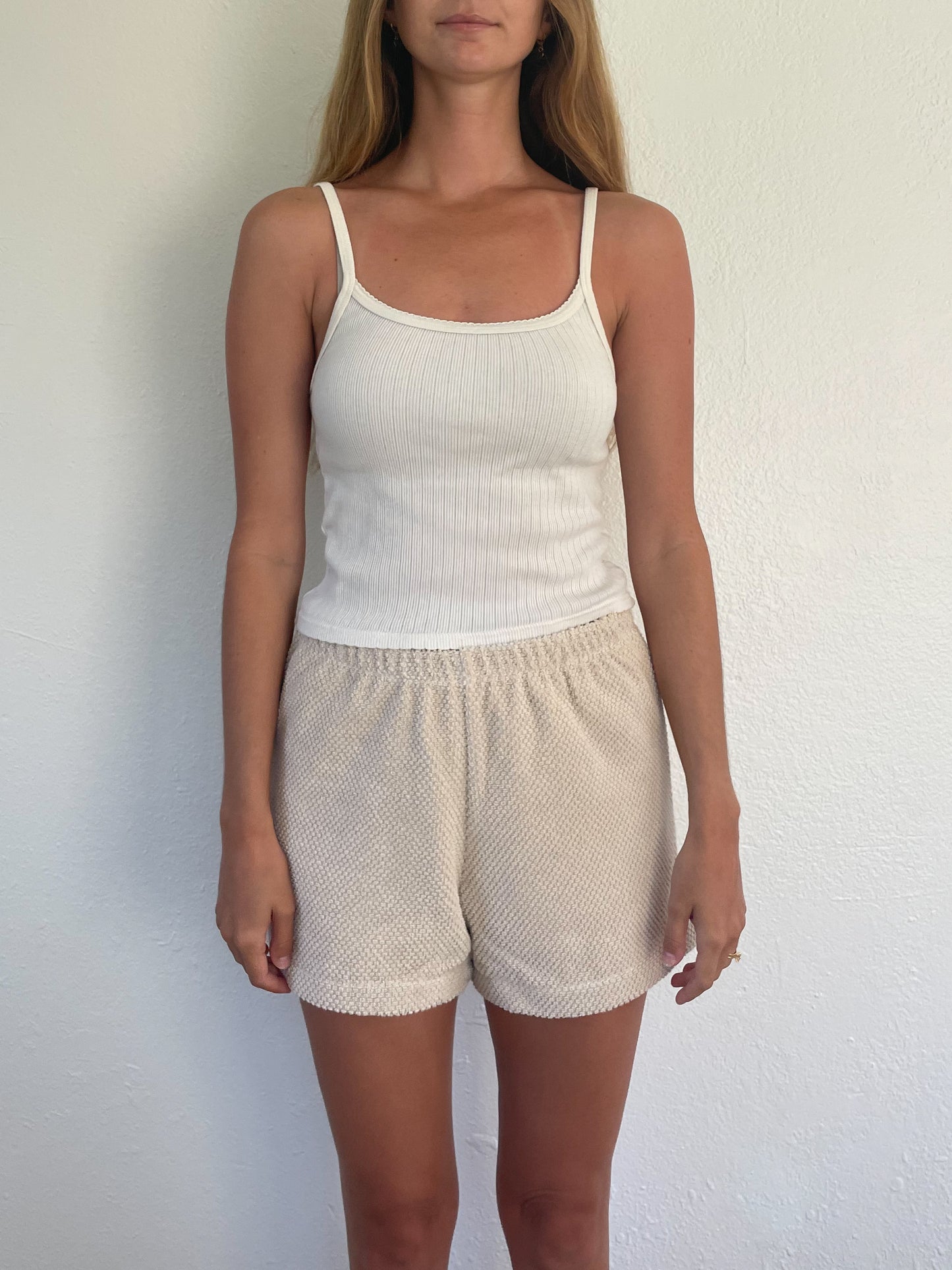 S Textured Tan Shorts