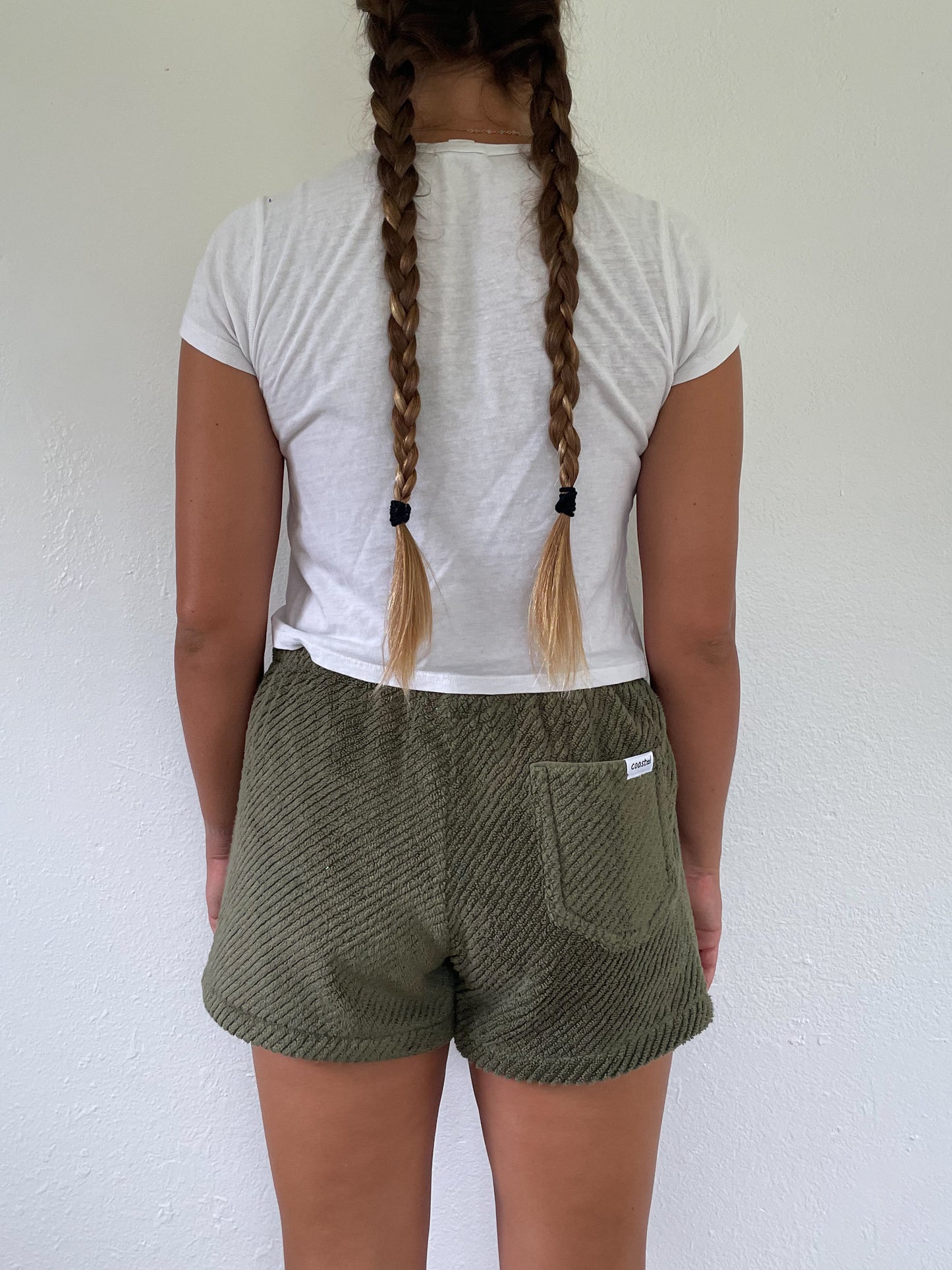 M Textured Green Shorts
