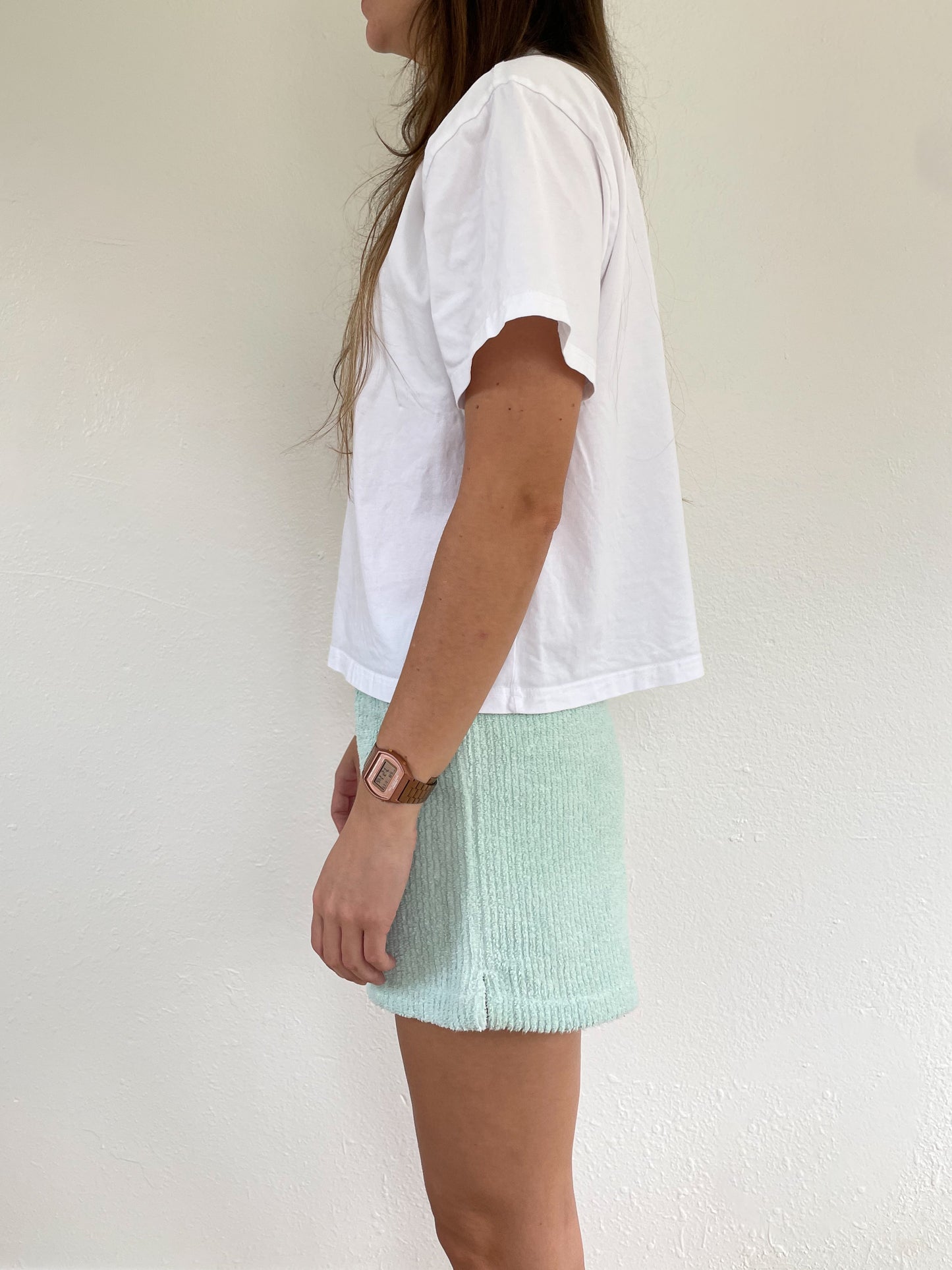 S Icy Blue Textured Shorts