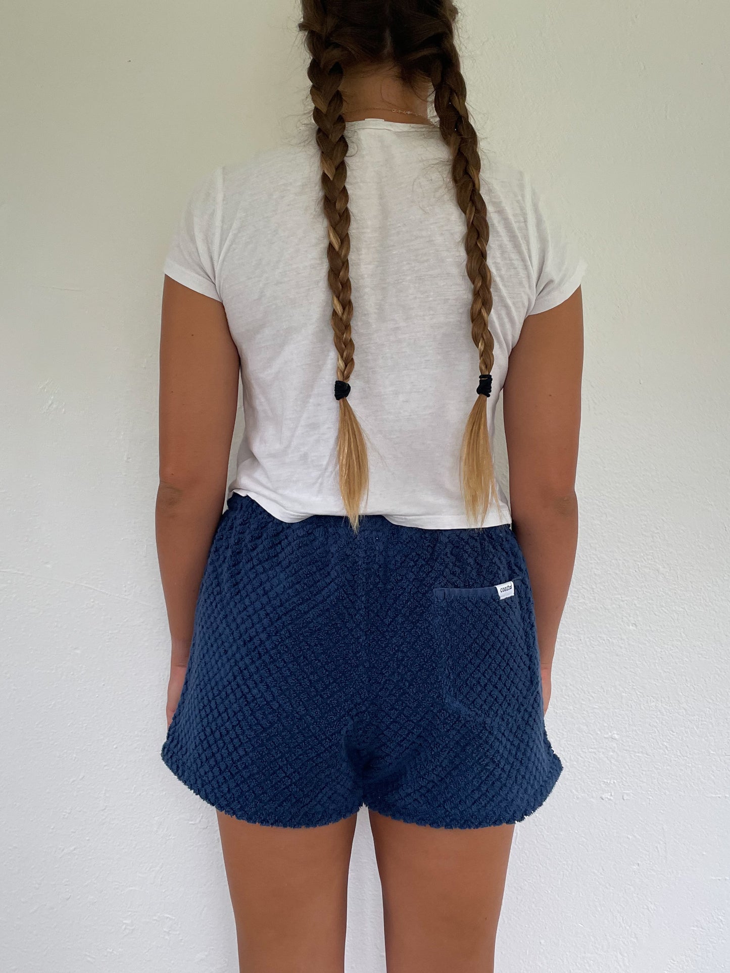 L Navy Textured Shorts