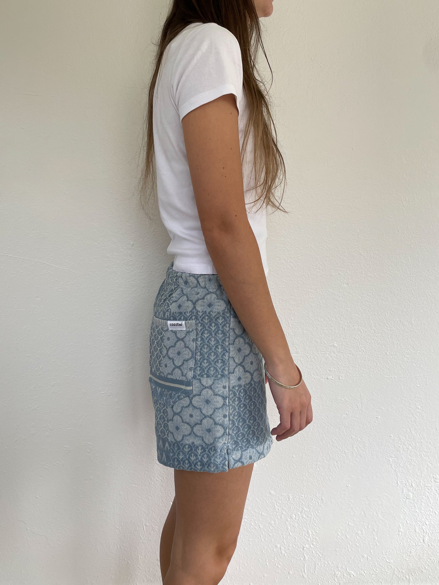 S Blue Patterned Shorts