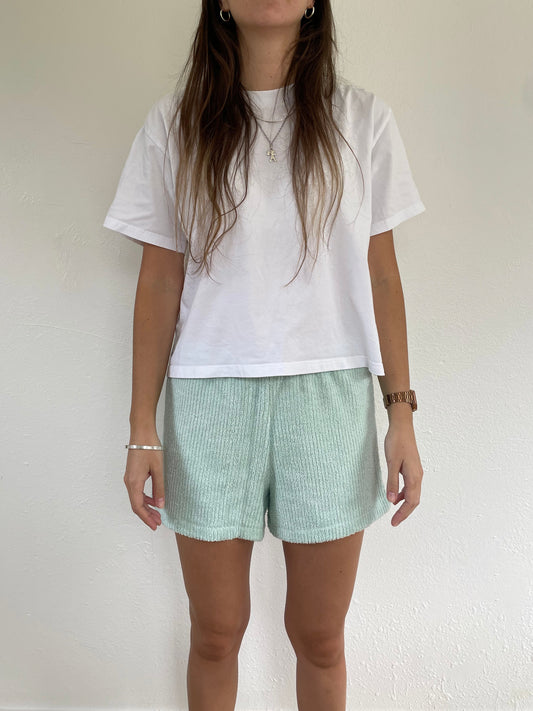 S Icy Blue Textured Shorts
