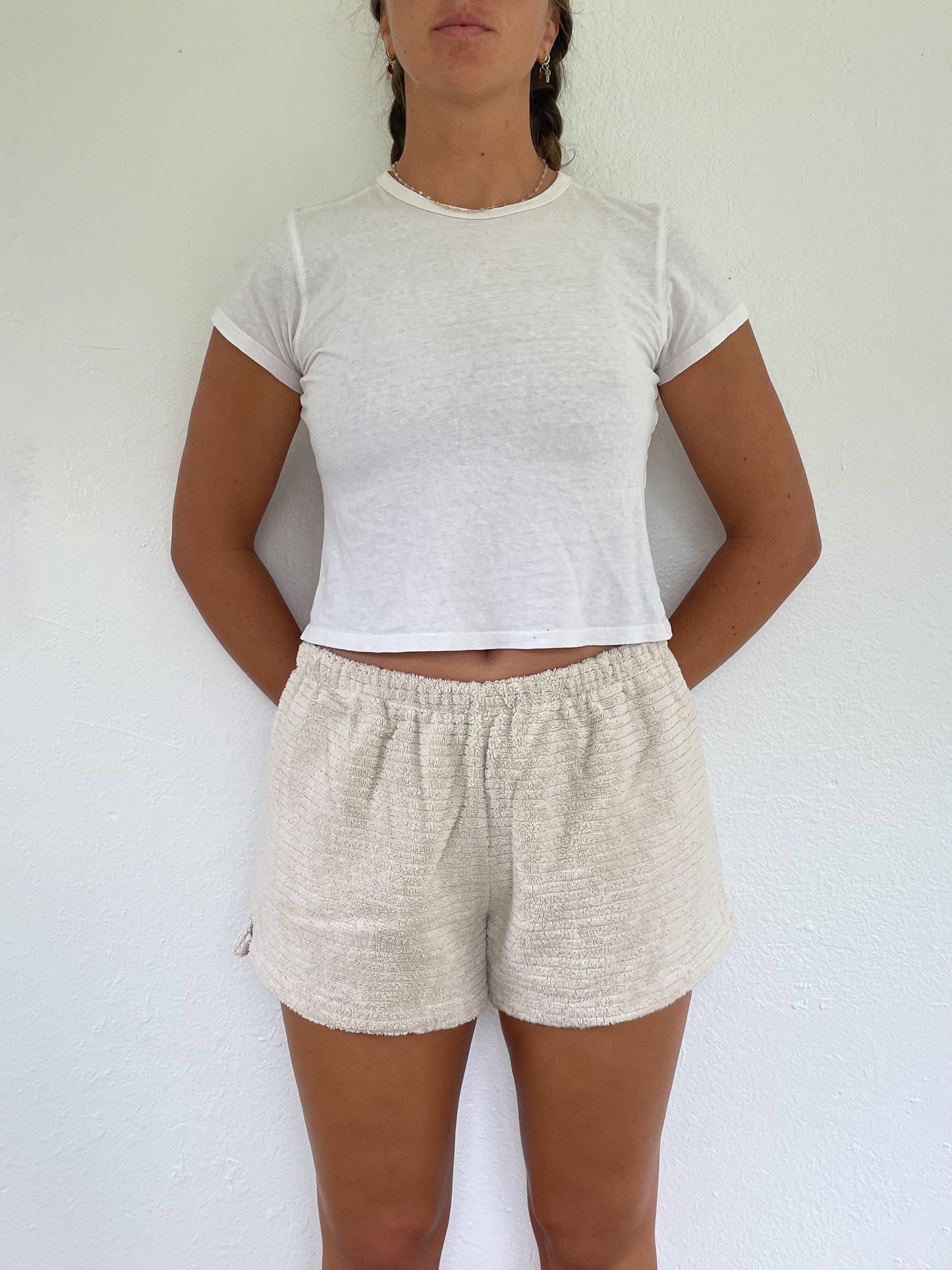 L Textured Tan Shorts