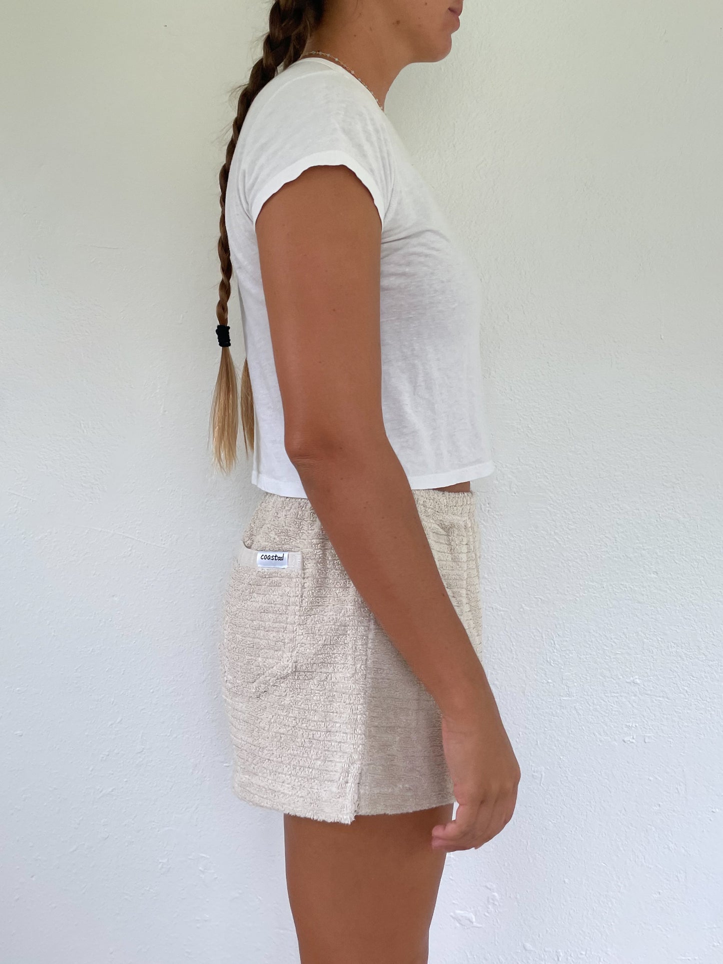 L Textured Tan Shorts