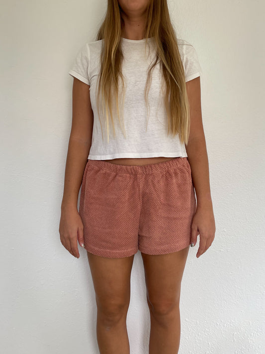 L Terracotta Textured Shorts