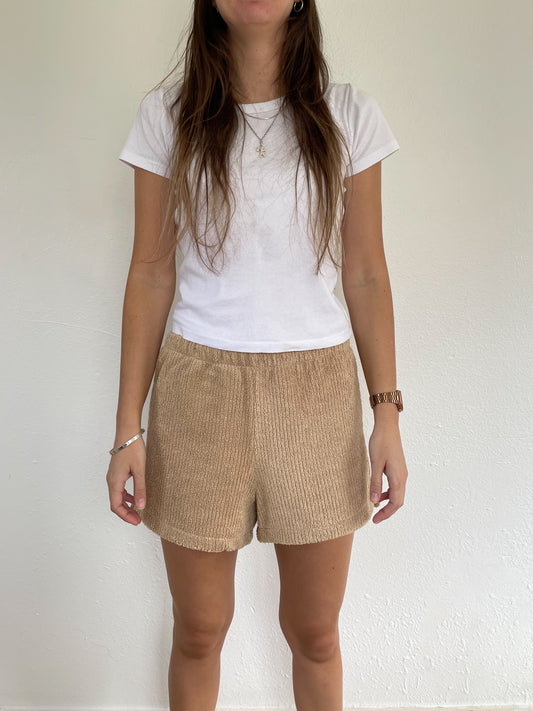 S Textured Tan Shorts