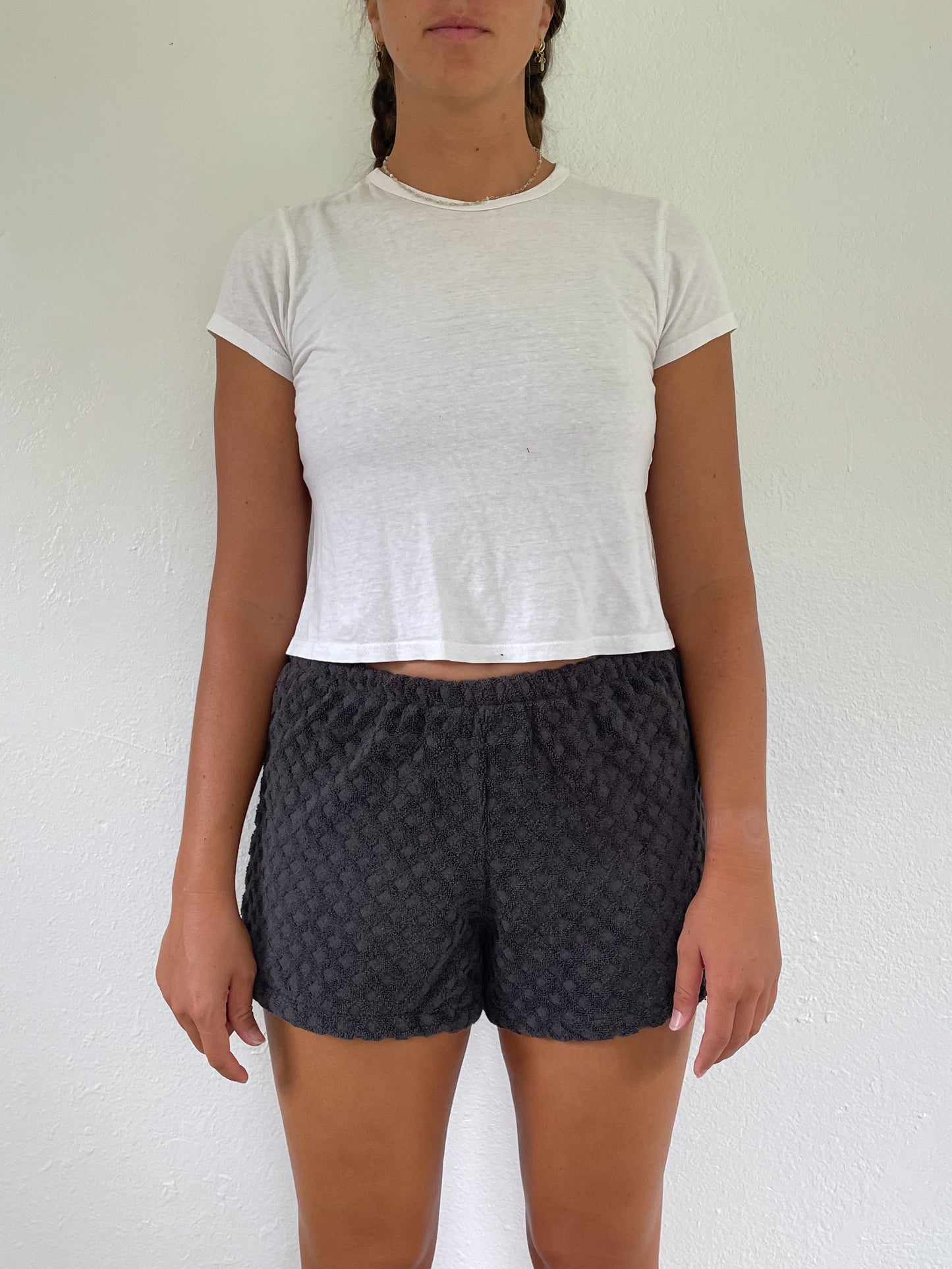 M Black Textured Shorts