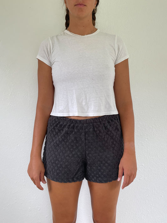 M Black Textured Shorts