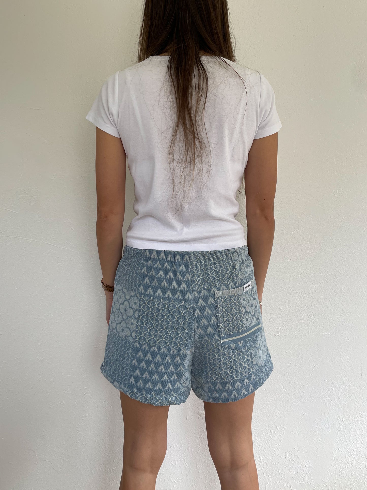 S Blue Patterned Shorts