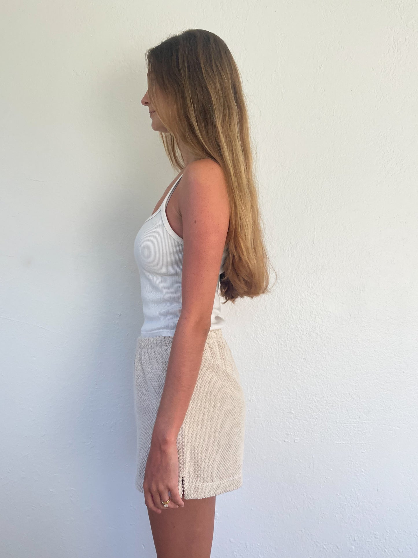 S Textured Tan Shorts