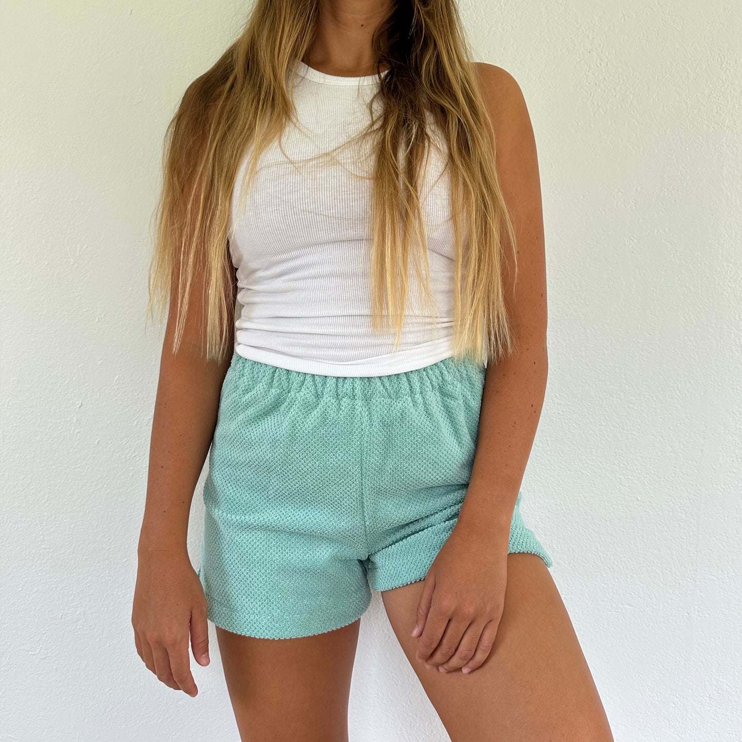 S Textured Blue Shorts