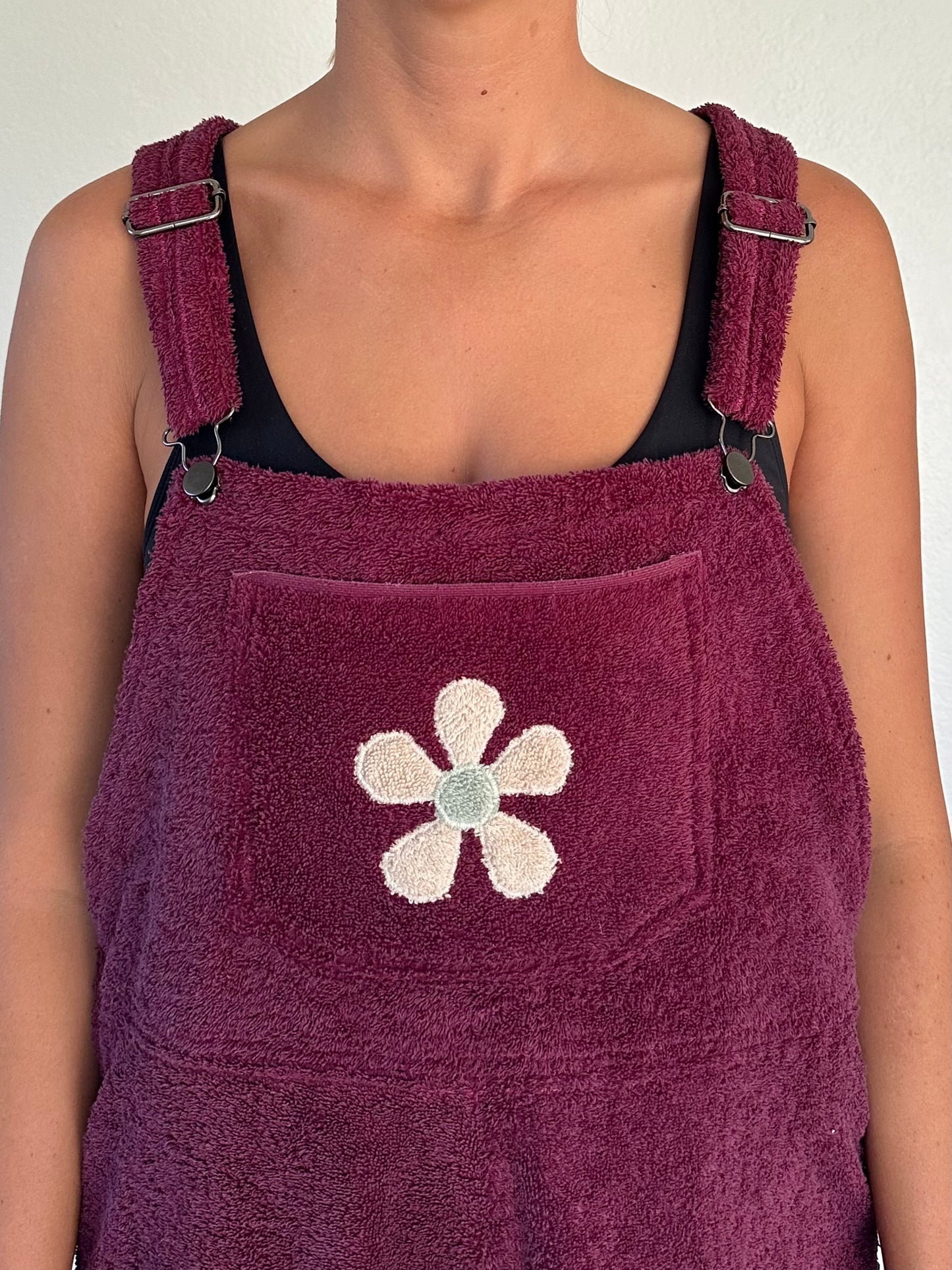 M/L Burgundy Flower Overalls