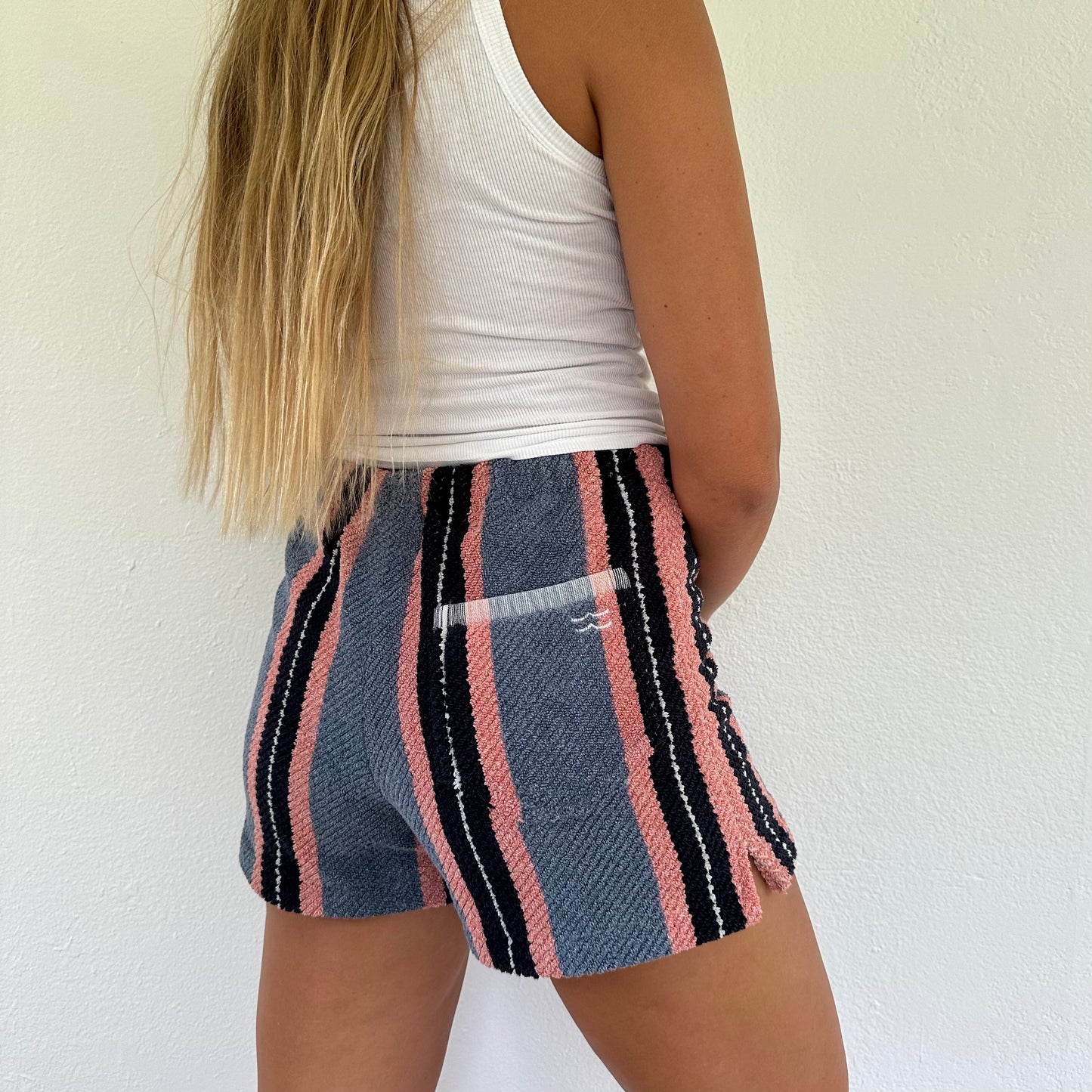 S Textured Striped Shorts