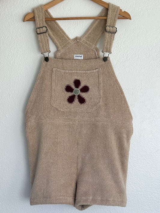 S/M Tan Flower Overalls