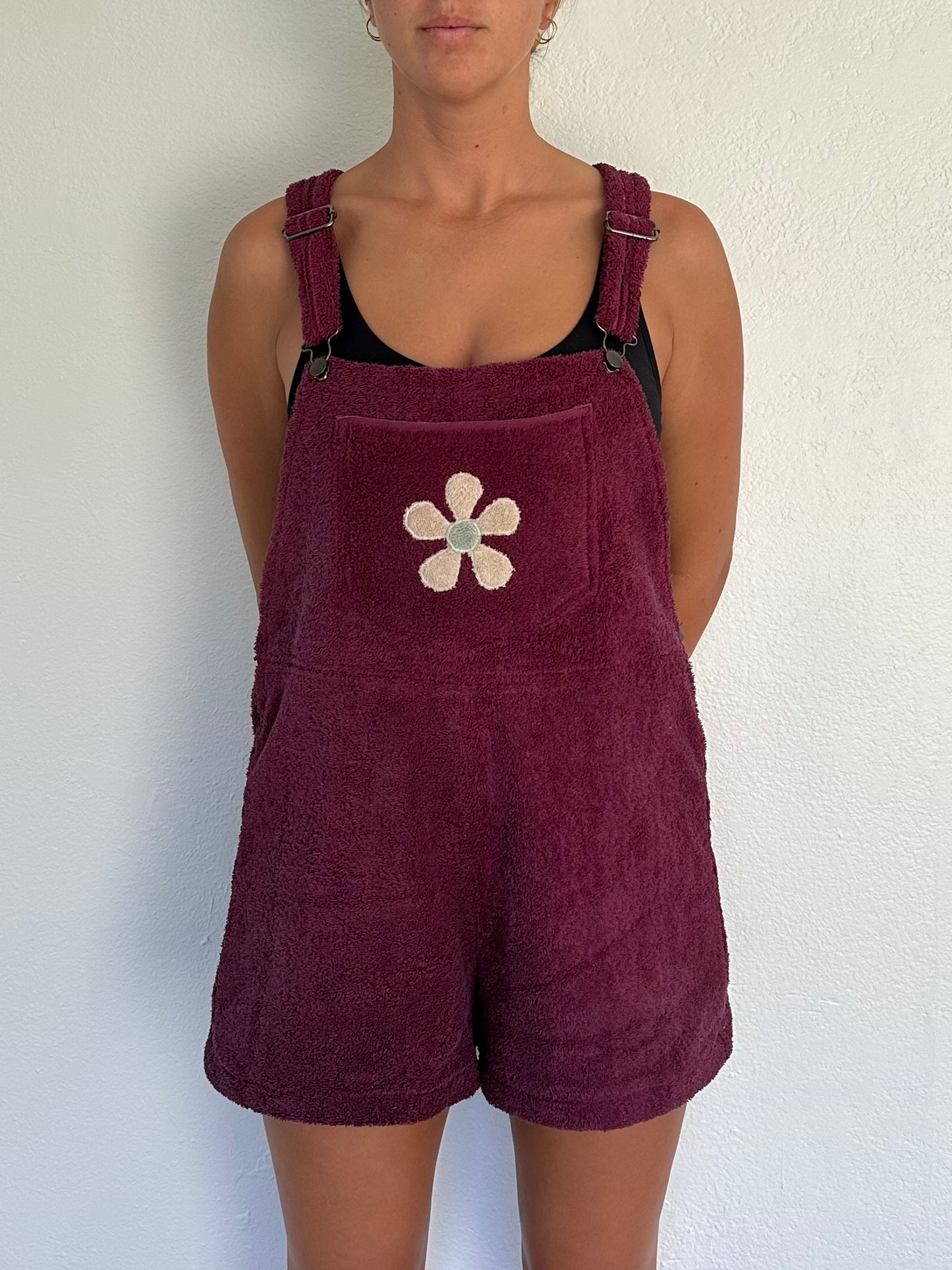 M/L Burgundy Flower Overalls